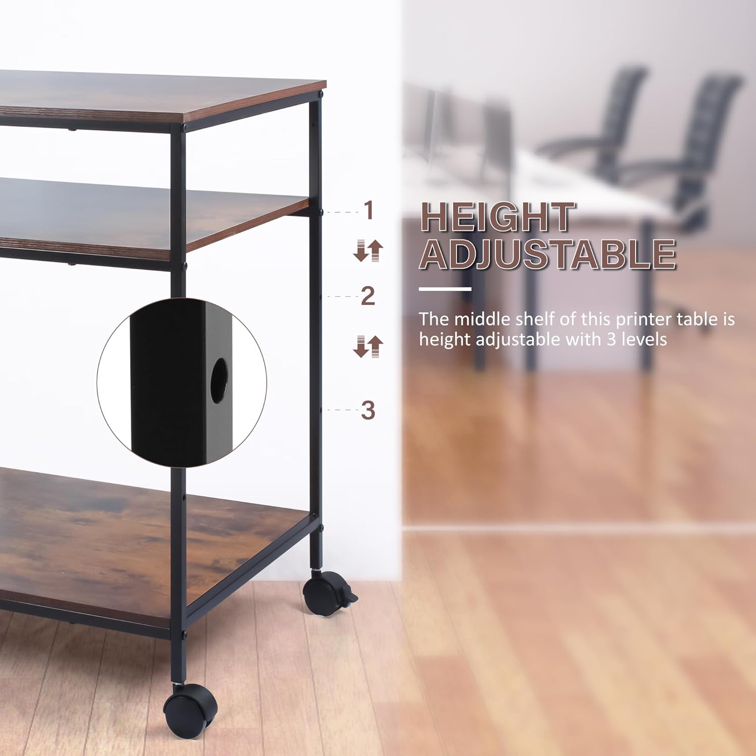 Sutex Large Printer Stand, 23.6" W x 18.9" D x 31.5" H Large Printer Table with Adjustable Storage Shelf, 3 Tier Rolling Printer Cart with Wheels for Home Office- Support 100 LBS Each Tier 8 71LsjlIe1eL. AC SL1500 - northernschoolofshiatsu.co.uk