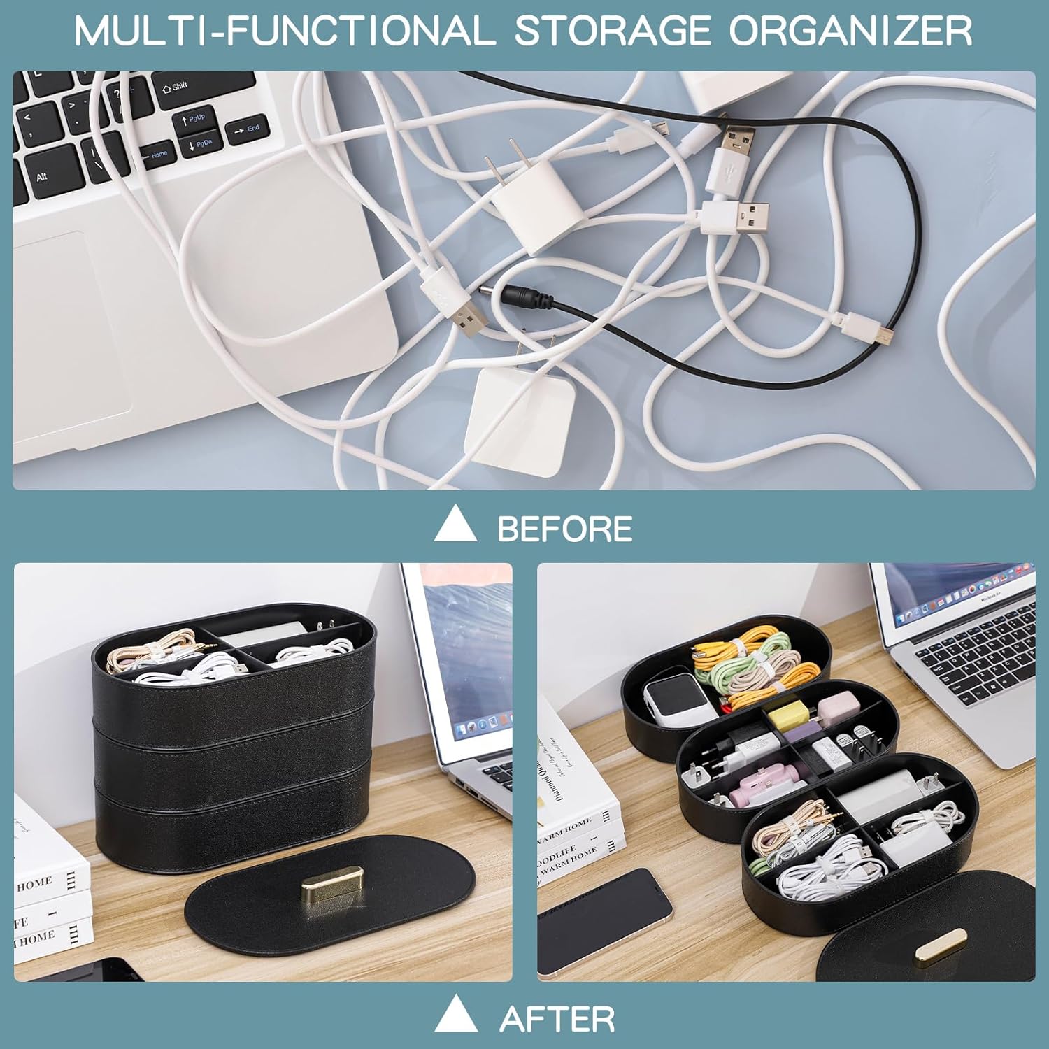 Yesesion Large Cord Storage Organizer with Lid, Plastic Cable Box with 20pcs Wire Ties for Desk Drawer, Home Office Supplies, Electronics, Clips, Clamps, Pens, Phone Chargers, Art Craft (Black) 2 71LuMiktXoL. AC SL1500 - northernschoolofshiatsu.co.uk