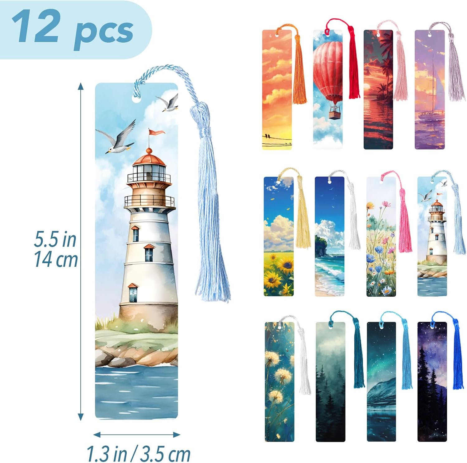 12pcs Paper Bookmarks for Women with Tassels 12 Styles Natural Scenery Unique Cool Bookmarks Gifts for Book Lovers 2 - northernschoolofshiatsu.co.uk