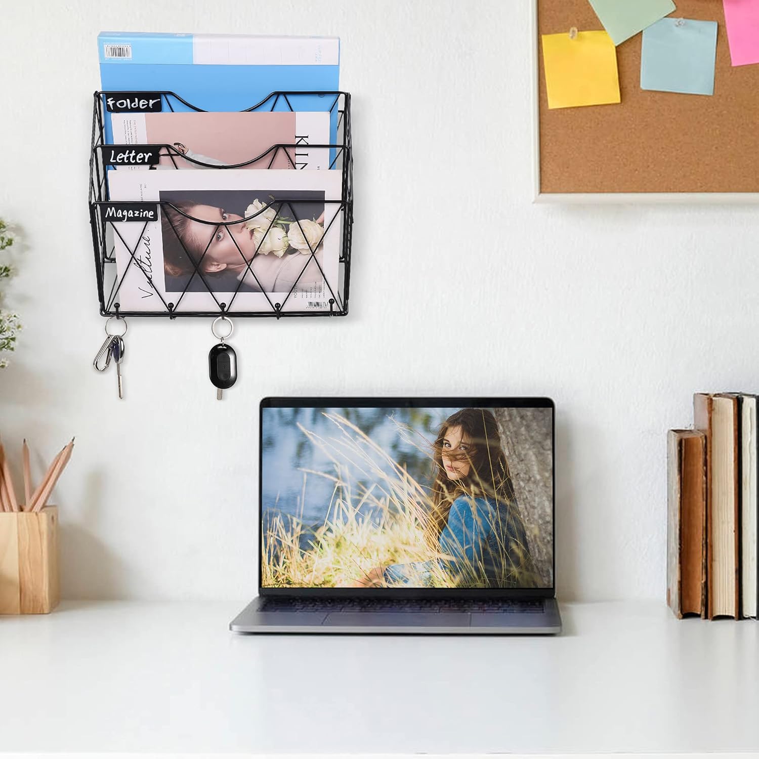 3 Tier Wall File Holder Organizer, Hanging File Organizer, Magazine Rack, Wall Mount Paper Folder Holder, with 5 Key Holder Hooks,Metal, Black 7 71MChkkYVkS. AC SL1500 - northernschoolofshiatsu.co.uk