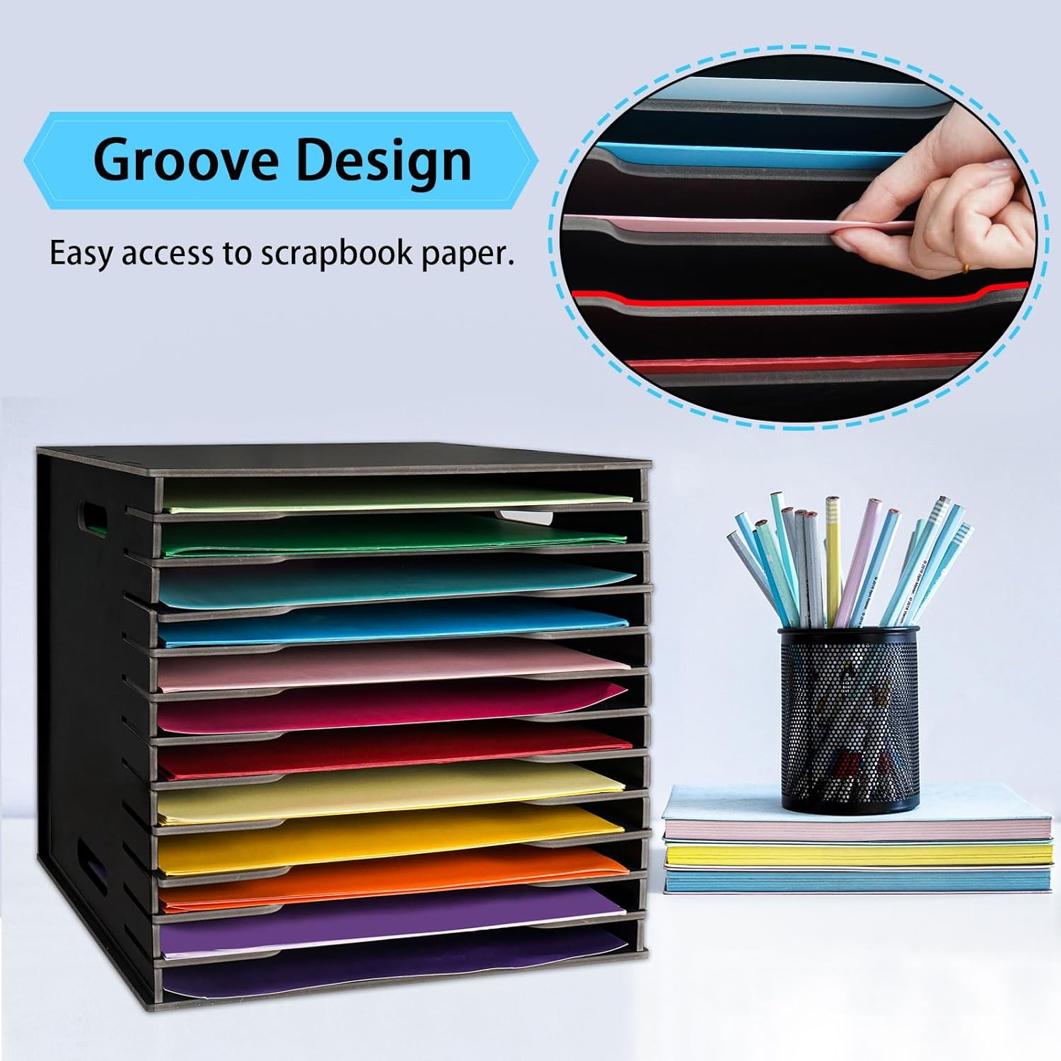 SANFURNEY Scrapbook Paper Organizer for Sizes 12" x 12", 15 Slots File Sorter Storage, Document Holder, Desktop Scrapbook Paper Organizer Rack for Home Office School (White, 15 Slots - Large Size) 15 71MLS92TzOL. AC SL1500 - northernschoolofshiatsu.co.uk