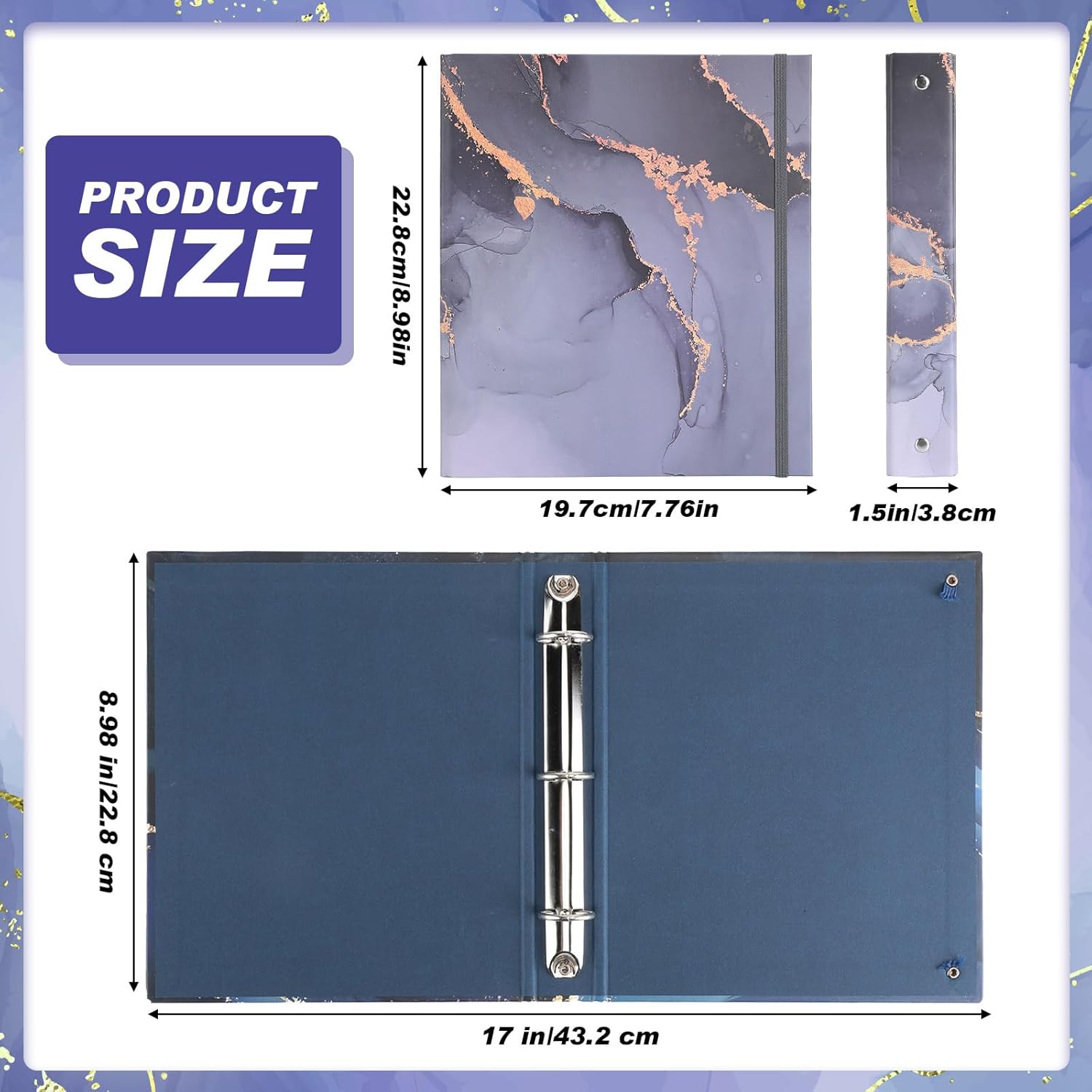 Colarr 4 Pcs Cute Mini Marble Binders 5.5 x 8.5 Three Ring Decorative Hardcover with Elastic Cord 1 Inch Mini Binders for School Office Supplies and Home Use 2 71MM Xa0DIL. AC SL1500 - northernschoolofshiatsu.co.uk