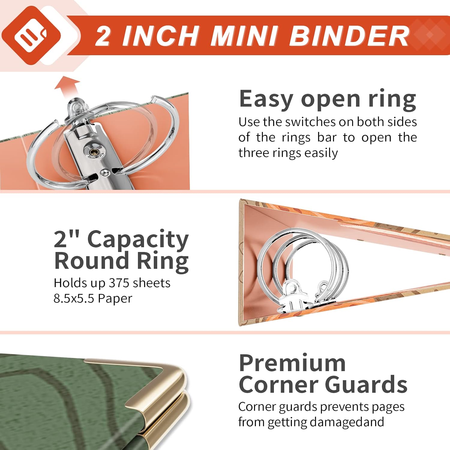 2 Inch 3 Ring Binders for Letter-Size 11" x 8.5" with 5-Tab Dividers and Low Profile Clipboards Three Ring Binder for School Class Office Supplies, Rose Floar 160 71Mj2 1CJfL. AC SL1500 - northernschoolofshiatsu.co.uk