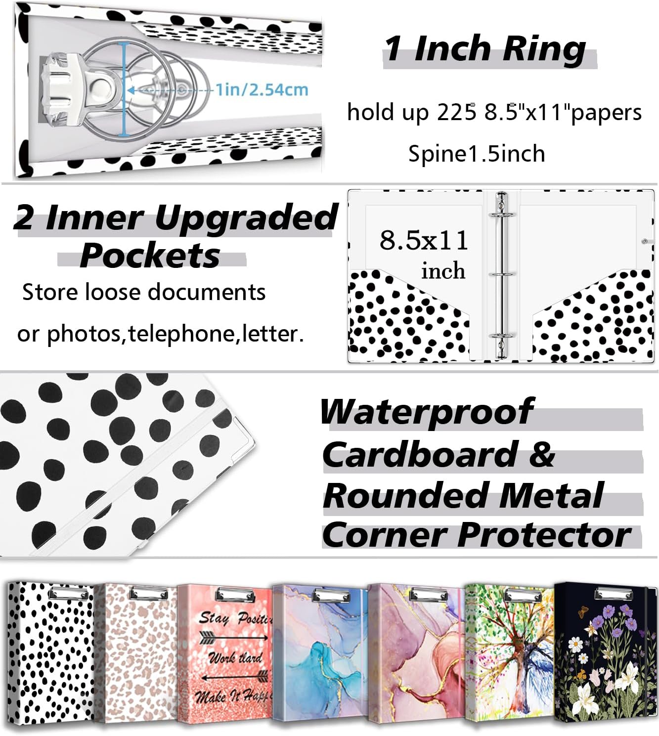 3 Ring Binder 1 Inch, Three Ring Binders Organizer with Clipboard, 5-Tabs Pockets Dividers, Plastic Folder, 18 Divider Stikers, BVSSX Pretty Binder with Pen Loop (Black Weeds, Letter Size) 52 71NEU1Gv6VL. AC SL1500 - northernschoolofshiatsu.co.uk