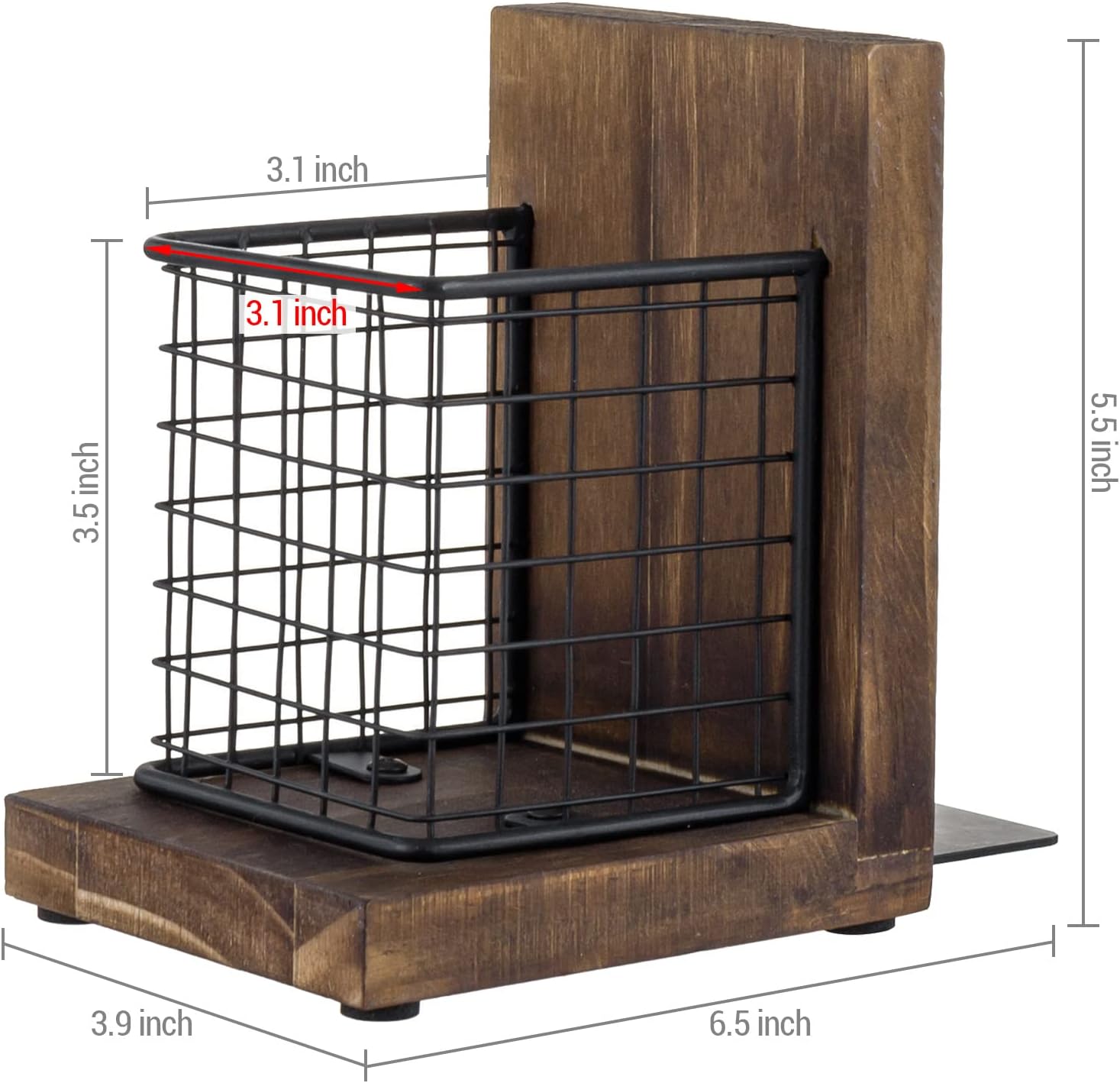 MyGift Rustic Burnt Wood Decorative Bookends for Heavy Books with Matte Black Metal Wire Basket Pencil Cup and Office Supplies Storage Baskets, 1-Pair 6 71NJAsp7h4L. AC SL1500 - northernschoolofshiatsu.co.uk