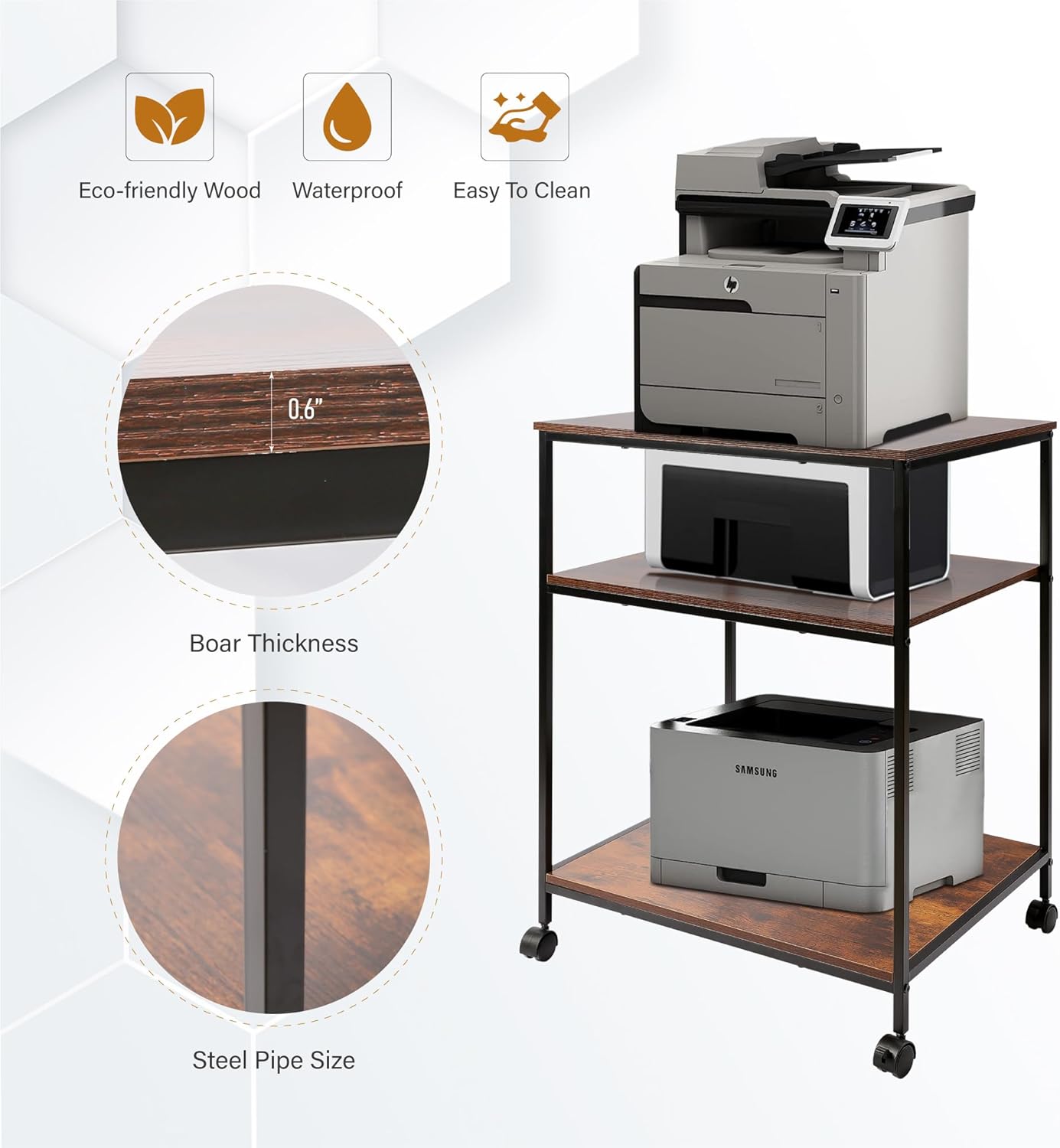 Sutex Large Printer Stand, 23.6" W x 18.9" D x 31.5" H Large Printer Table with Adjustable Storage Shelf, 3 Tier Rolling Printer Cart with Wheels for Home Office- Support 100 LBS Each Tier 11 71NMmF5TVCL. AC SL1500 - northernschoolofshiatsu.co.uk
