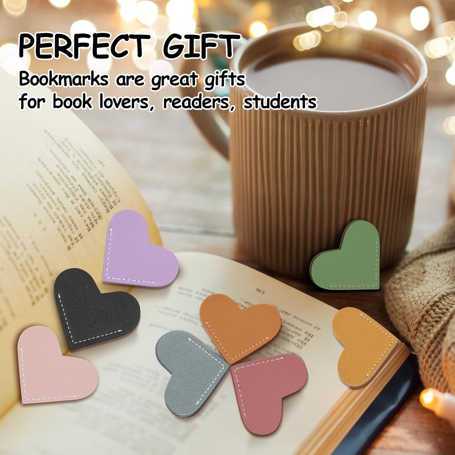 8 Pcs Leather Heart Bookmarks, UPABLUNSO Cute Heart Bookmark Corner Page Book Marks, Book Accessories for Women, Kids, Teachers, Reading Lovers, Cute Handmade Reading Gifts 3 - northernschoolofshiatsu.co.uk