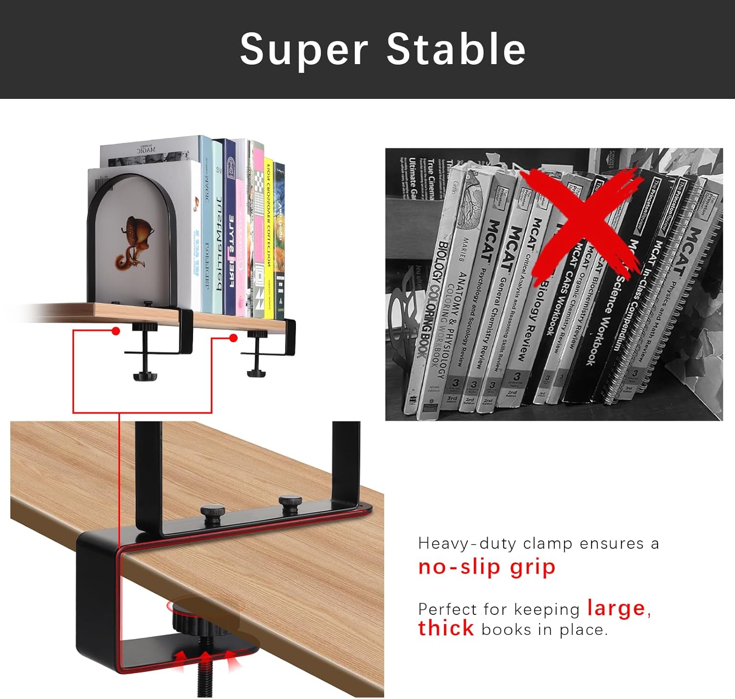 WOMACO Book Ends for Heavy Books, Heavy Duty Bookend for Shelves, Super Steady Clamp-On Non-Skid Metal Book Shelves Holders Stoppers for CDs, Vinyl Records (Black, 2 pcs) 2 71O+278bEVL. AC SL1500 - northernschoolofshiatsu.co.uk