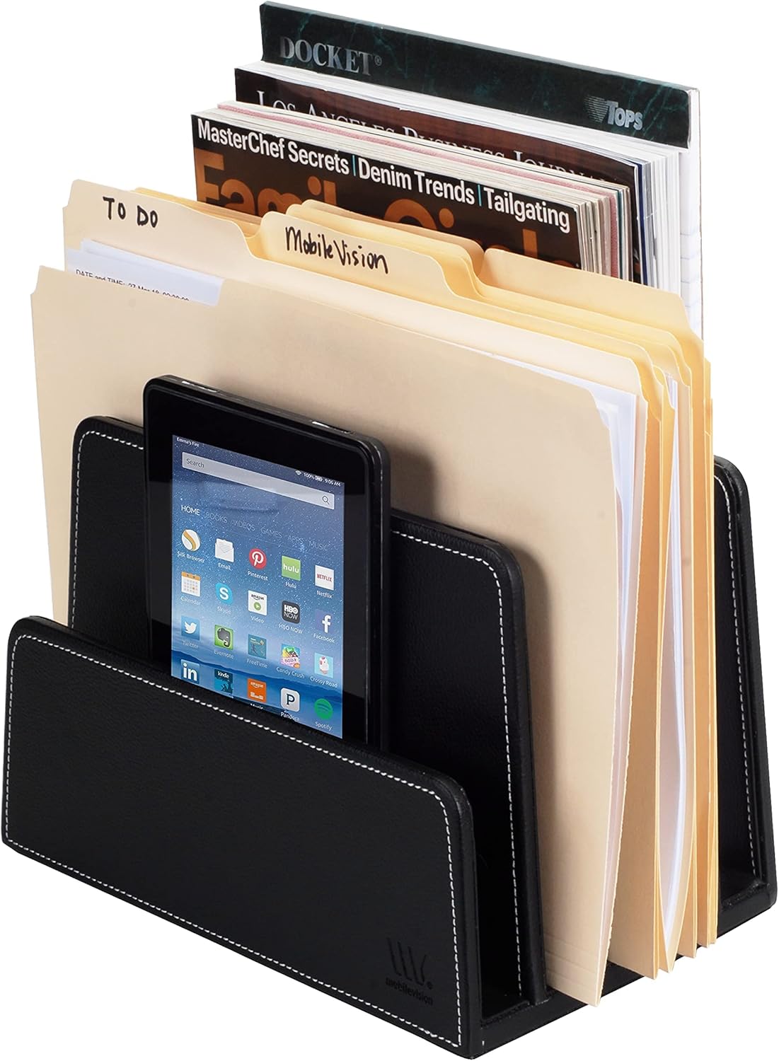 MobileVision Executive Black Desktop File Folder Paper Tray & Device Organizer 5 Slot Dividers 3 71O1Pf5246L. AC SL1500 - northernschoolofshiatsu.co.uk