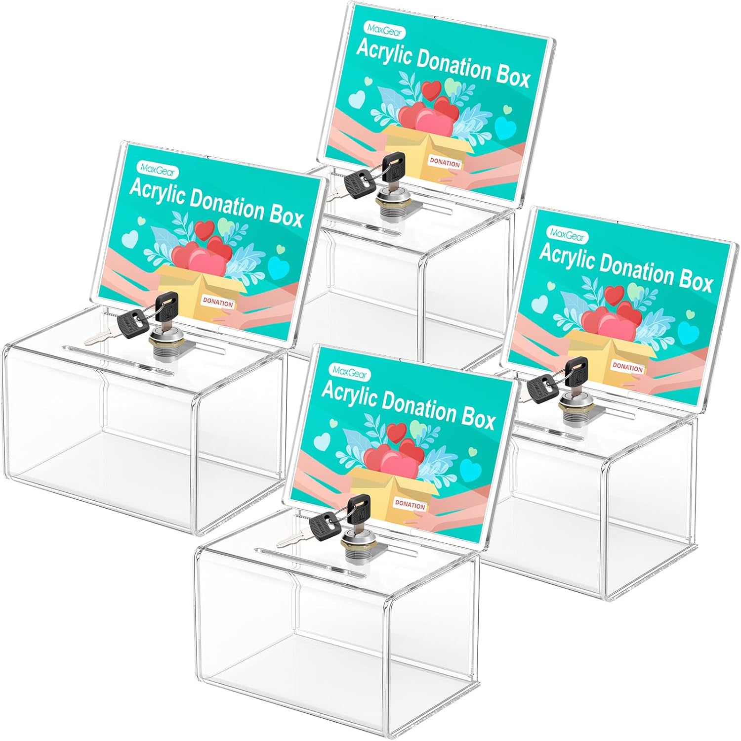 MaxGear Acrylic Donation Box with Lock and Sign Holder, Clear Ballot Box Donation Boxes for Fundraising (6.2" x 4.5" x 4") with Lock - Clear 21 71OMSBt9ElL. AC SL1500 - northernschoolofshiatsu.co.uk