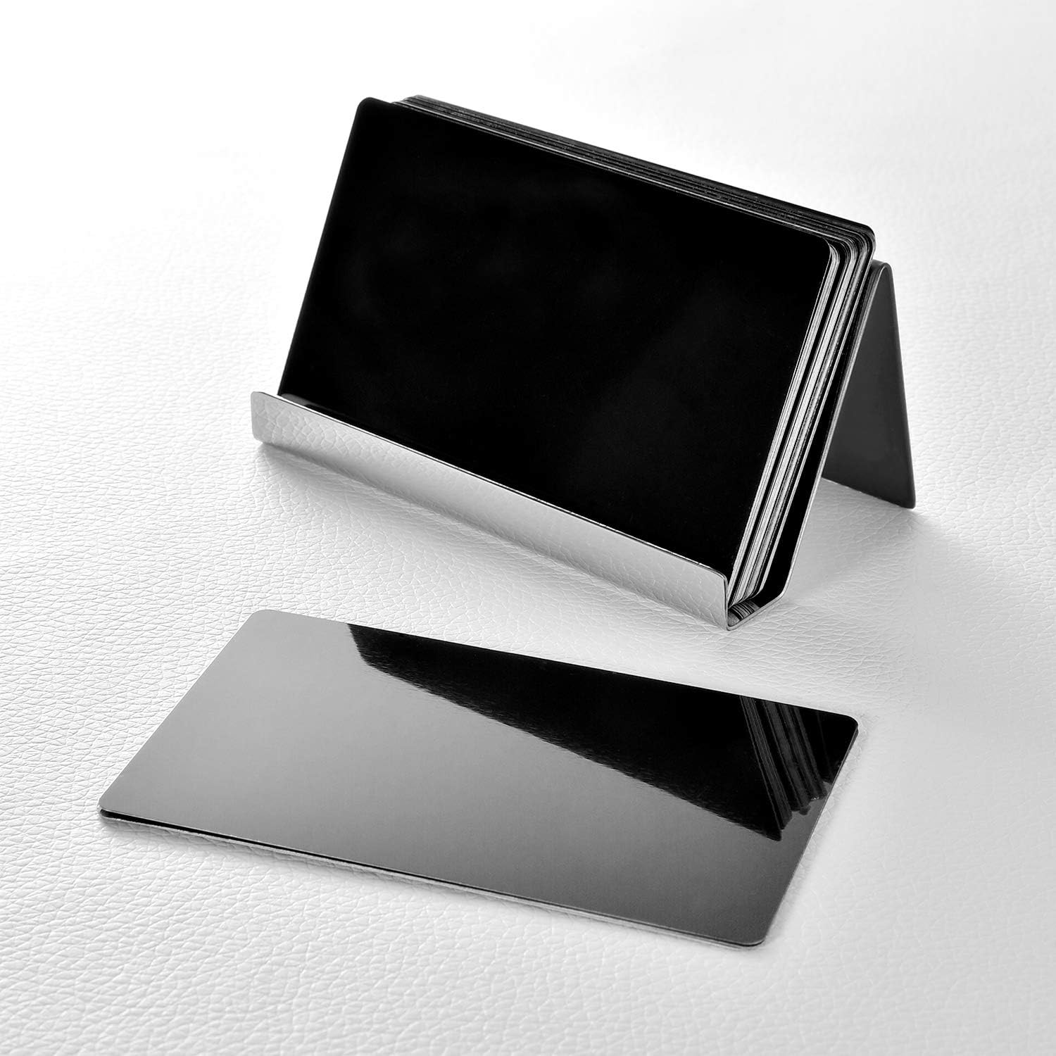 Maxdot 2 Pack Stainless Steel Business Cards Holders Desktop Credit Name Card Display Organizer for Business Mental Name Case Rack for Office Home Daily Use(Black) 5 - northernschoolofshiatsu.co.uk