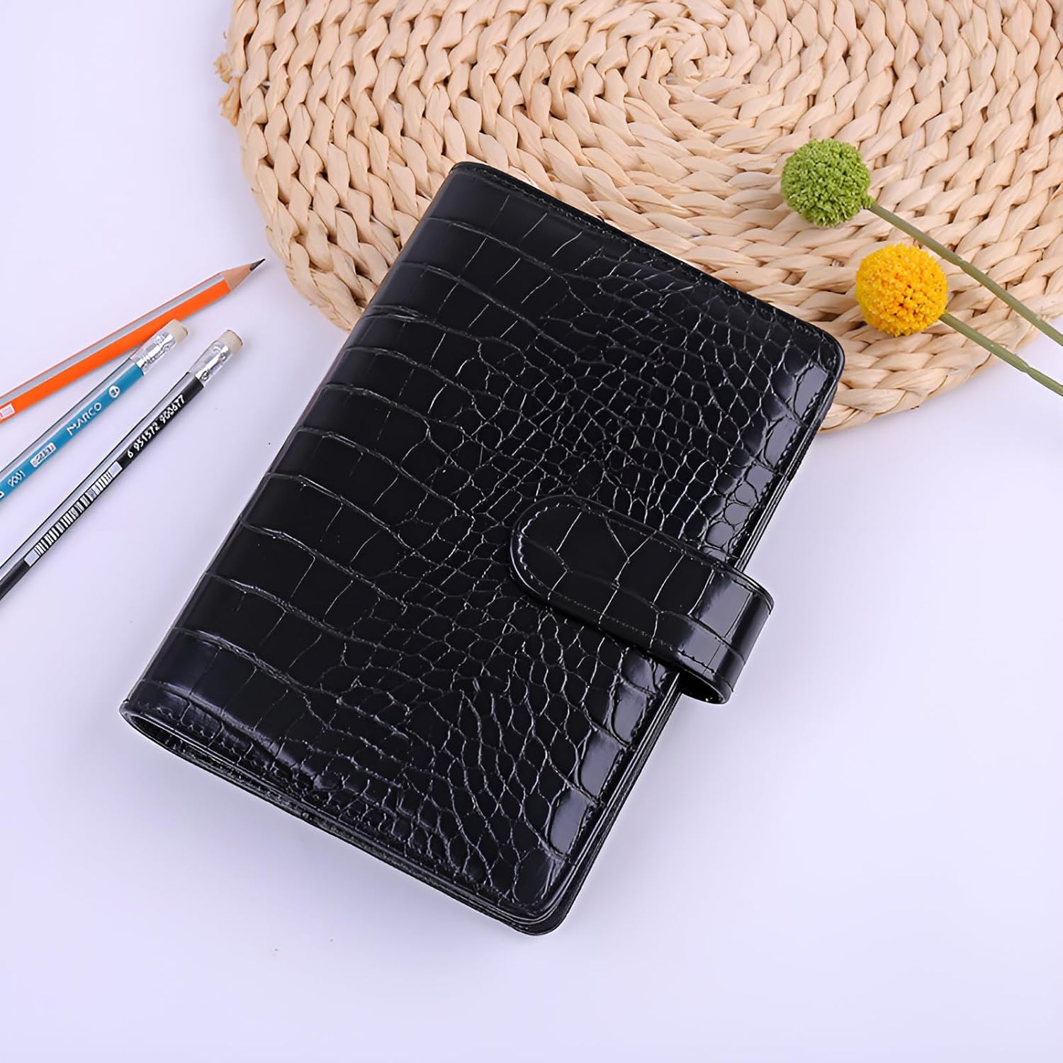 A5 6 Ring Binder Cover Crocodile - Large PU Leather Notebook Binder with Hidden Snap Buckle, Refillable Budget Planner, Beige 14 71P5dv61YML. AC SL1500 - northernschoolofshiatsu.co.uk