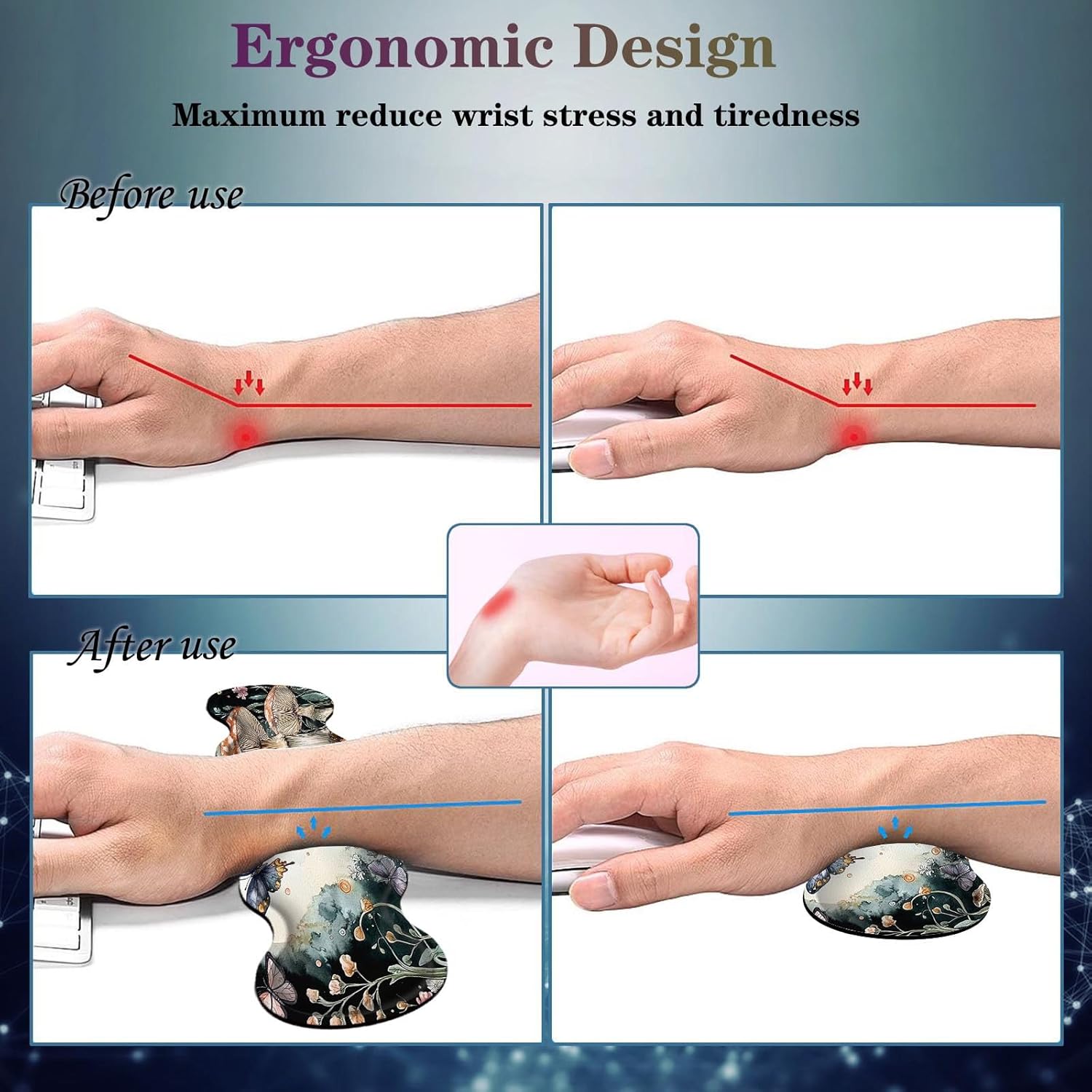 4 in 1 Desk Mat Set,Mouse Pad with Keyboard Wrist Rest,Wave-Shaped Design,Non-Slip Rubber Base,Waterproof,for Home,Office,Gaming,Starry Night 61 71PxDAOJI L. AC SL1500 - northernschoolofshiatsu.co.uk