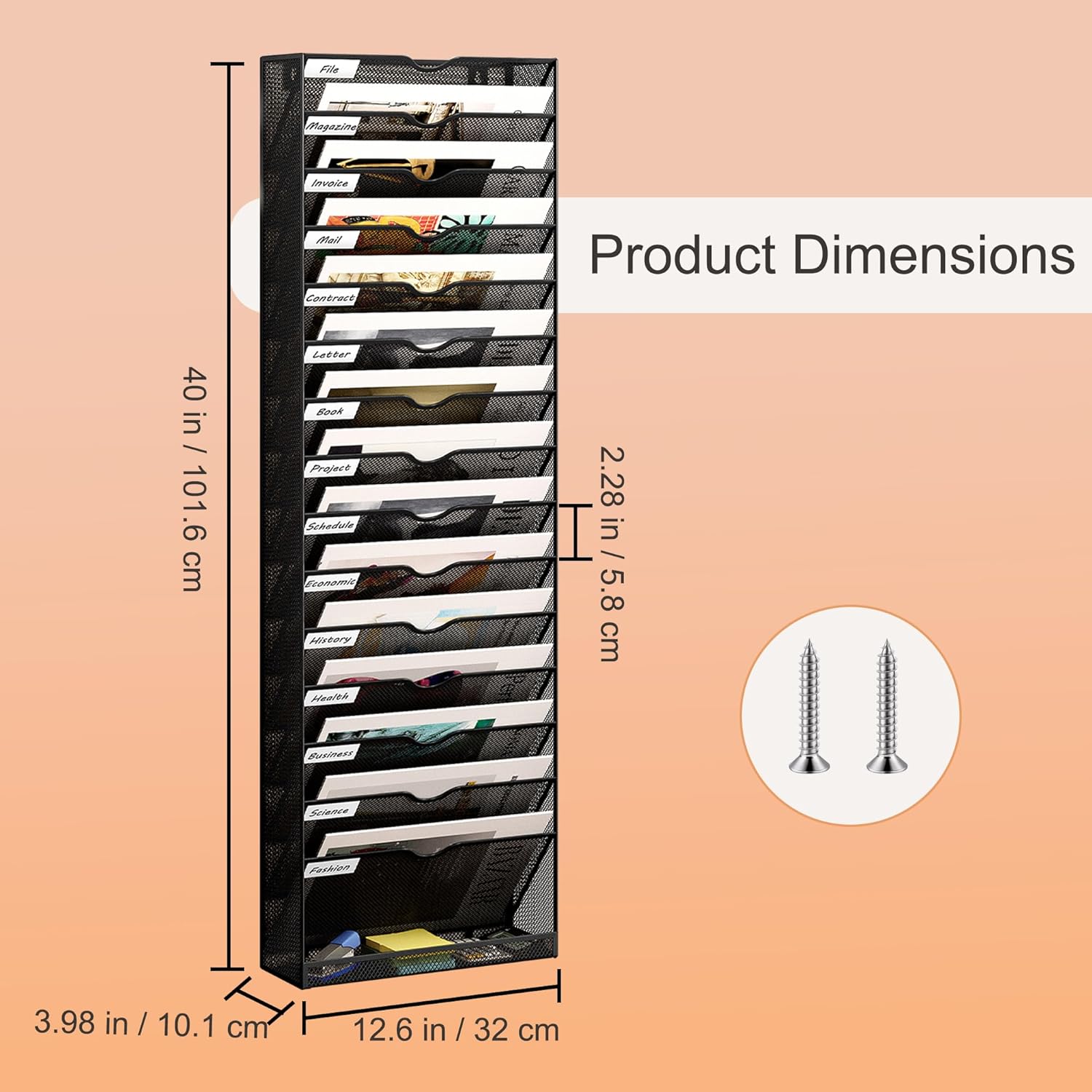 16 Tier Wall Mounted Magazine Rack with Tray Mesh A4 Paper File Organiser Mail Holder Storage, Black 2 71Qe7cJzXBL. AC SL1500 - northernschoolofshiatsu.co.uk