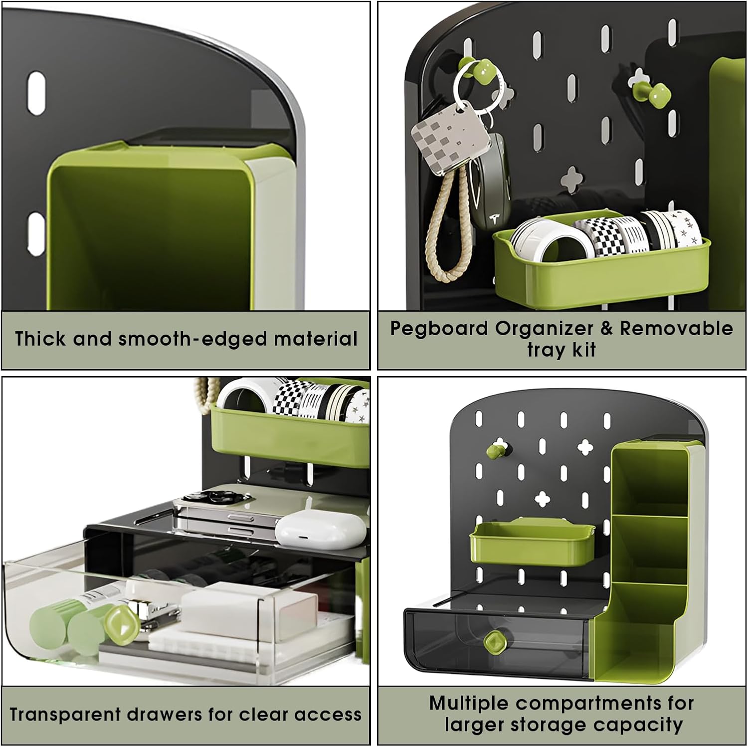 Cute Pen Organizer with Drawers & Pegboard, Multi-Functional Pencil Holder for Desktop, Desk Makeup Organizers and Accessories with 5 Compartments, Desktop Organizer for School Office Home (Green) 4 71QfDUJJRbL. AC SL1500 - northernschoolofshiatsu.co.uk