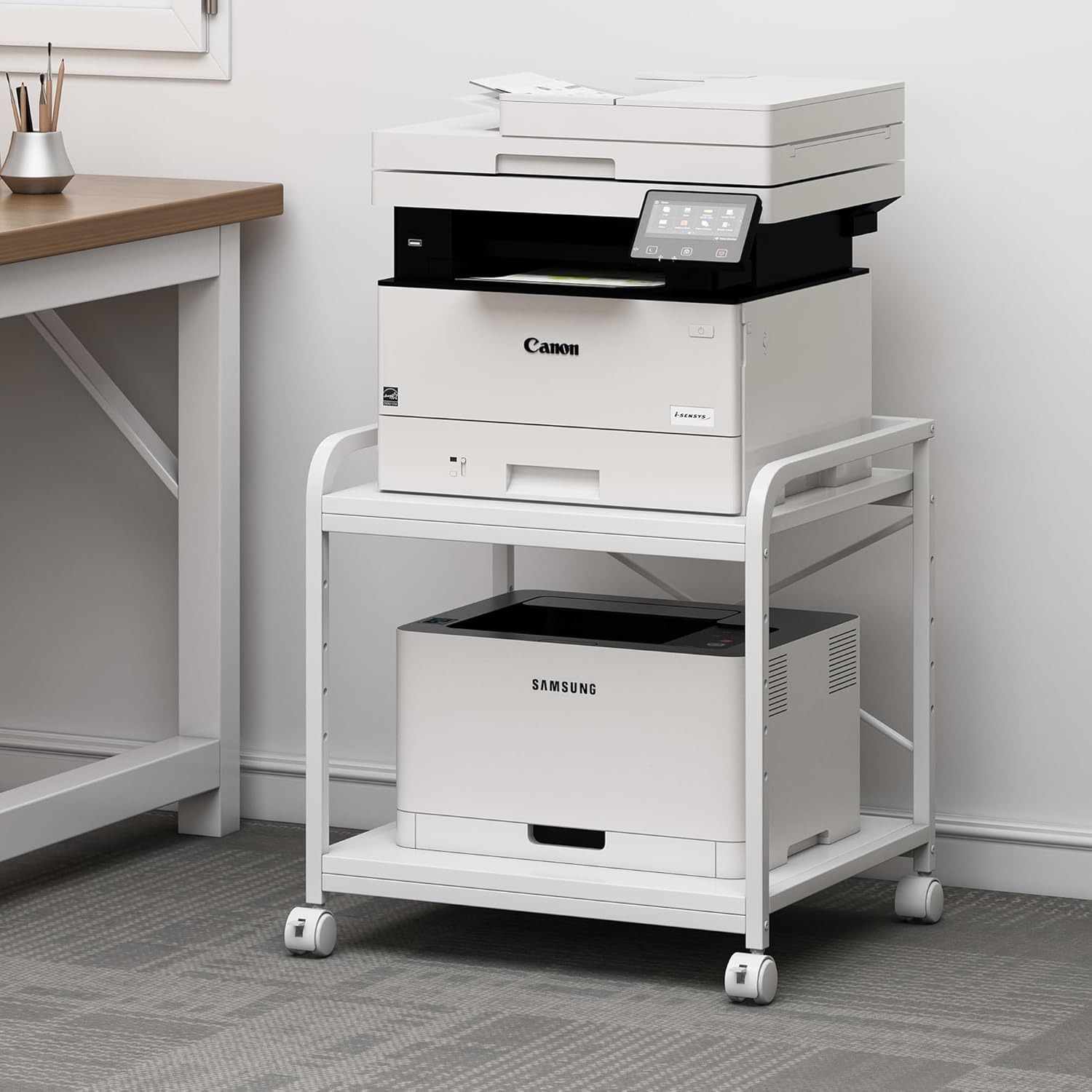2 Tier Under Desk Printer Stand with Storage, 20 Inches Deep Large Printer Table with Height Adjustable Shelf, Rolling Printer Cart with Wheels for Home Office - Black 10 71QimimqZQL. AC SL1500 - northernschoolofshiatsu.co.uk