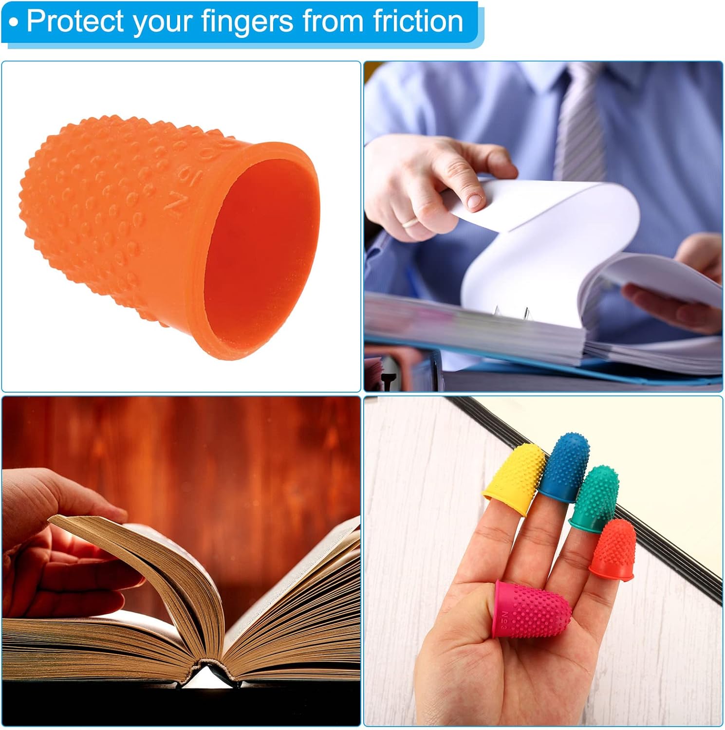 PATIKIL 0.71x1.14 Inch Rubber Finger Tips, 20 Pack Silicone Thumb Fingertip Protector Covers Guard Pads Thimble Grips for Office Counting Sewing, Blue Medium Size 35 71RGqS uviL. AC SL1500 - northernschoolofshiatsu.co.uk