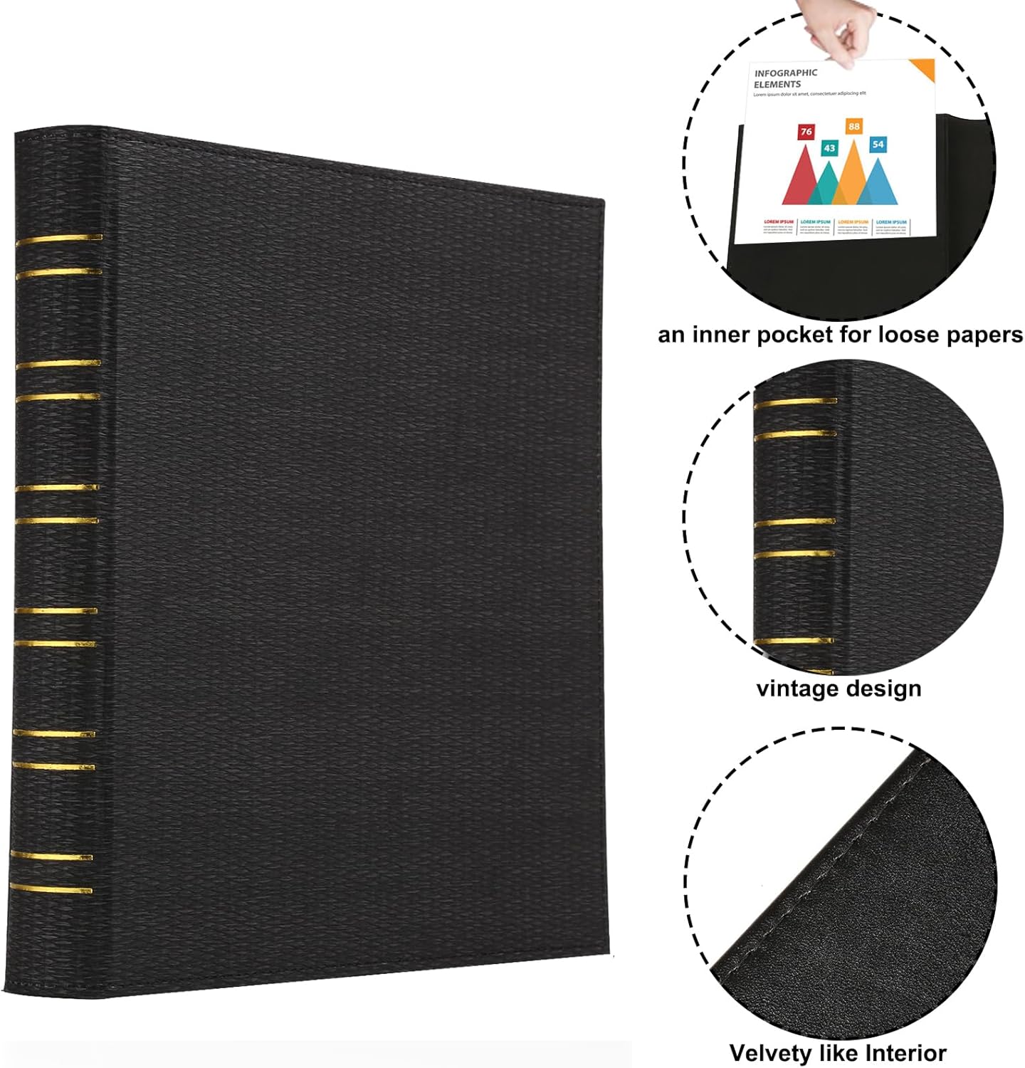 Vintage Hardback 3 Ring Binder 1 Inch, Professional Leather Binder 3 Ring, Three Ring Binders Fits 8.5" x 11", D Ring Binders for Photo Album, Home, School and Office Supplies- Black 3 71RI29Xj6EL. AC SL1500 - northernschoolofshiatsu.co.uk