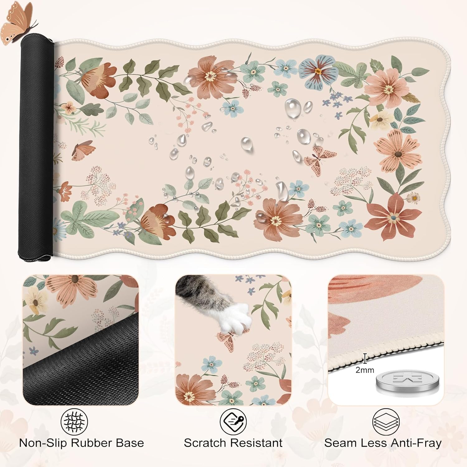 iLeadon Floral Mouse Pad Sets with Wrist Support,Cute Ergonomic Keyboard Mat for Desktop,Extra Large Big Desk Pad Mouse Mat+Cup Coaster with Non-Slip Base for Women Home Office 5 71RXmQrdChL. AC SL1500 - northernschoolofshiatsu.co.uk