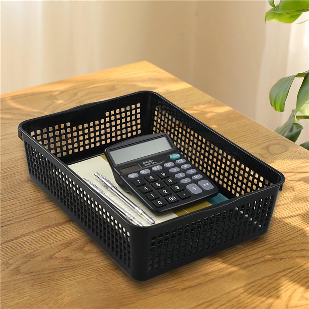 Saedy Black Plastic Basket Trays for Files, Letters, Documents, Set of 6 3 - northernschoolofshiatsu.co.uk
