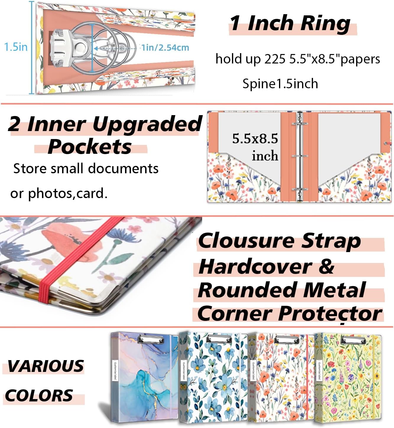 3 Ring Binder 1 Inch, Three Ring Binders Organizer with Clipboard, 5-Tabs Pockets Dividers, Plastic Folder, 18 Divider Stikers, KLLVE Cute Binder with Pen Loop (Garden Party, Letter Size) 2 71RnwhYHj9L. AC SL1500 - northernschoolofshiatsu.co.uk