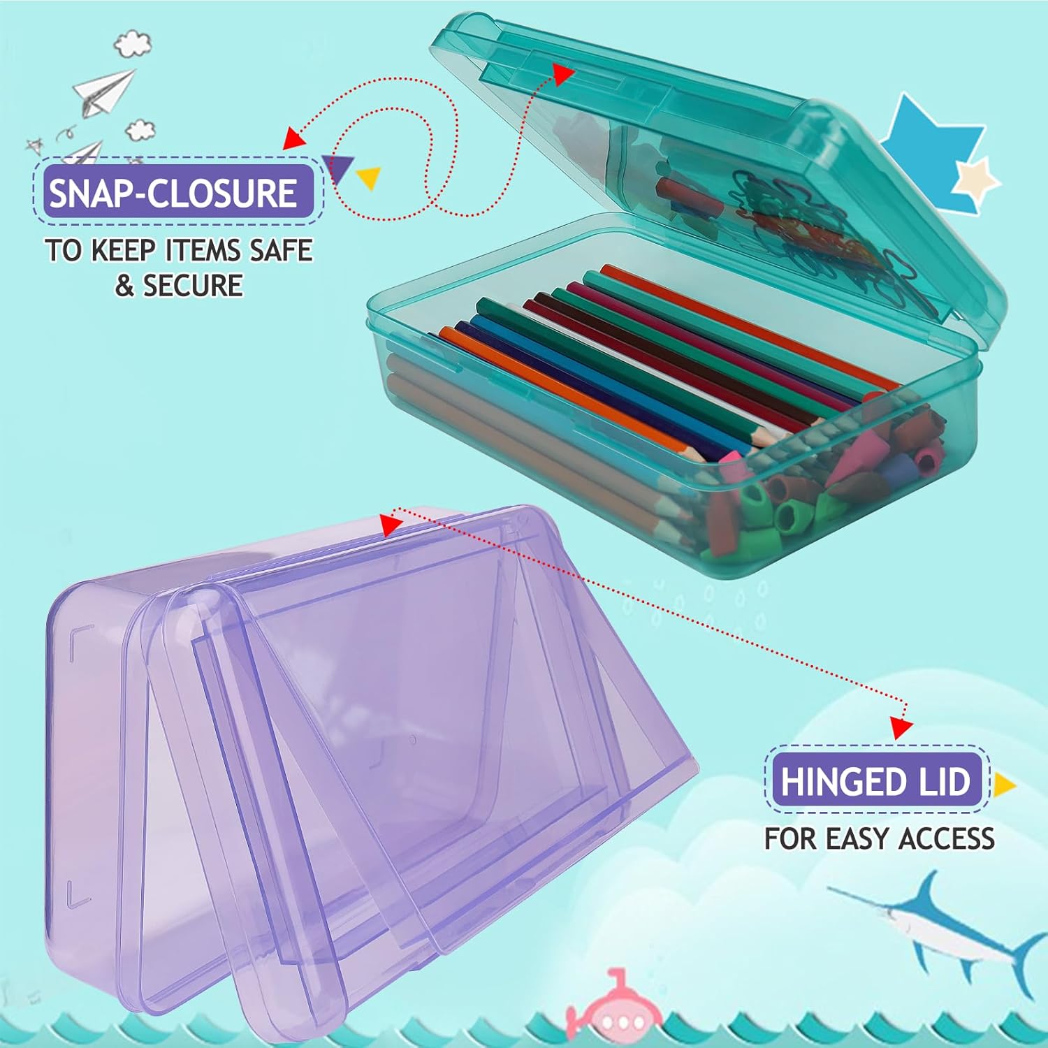 1 PCS Pencil Box,Double Layer Large Capacity Pencil Box,Hard Pen Case with Snap-tight Lid, Plastic Pencils Case for Office School Supplies Pen Boxes,Storage Organizer for Gel Pens Erasers-Purple 64 71S4kp1aZaL. AC SL1500 - northernschoolofshiatsu.co.uk