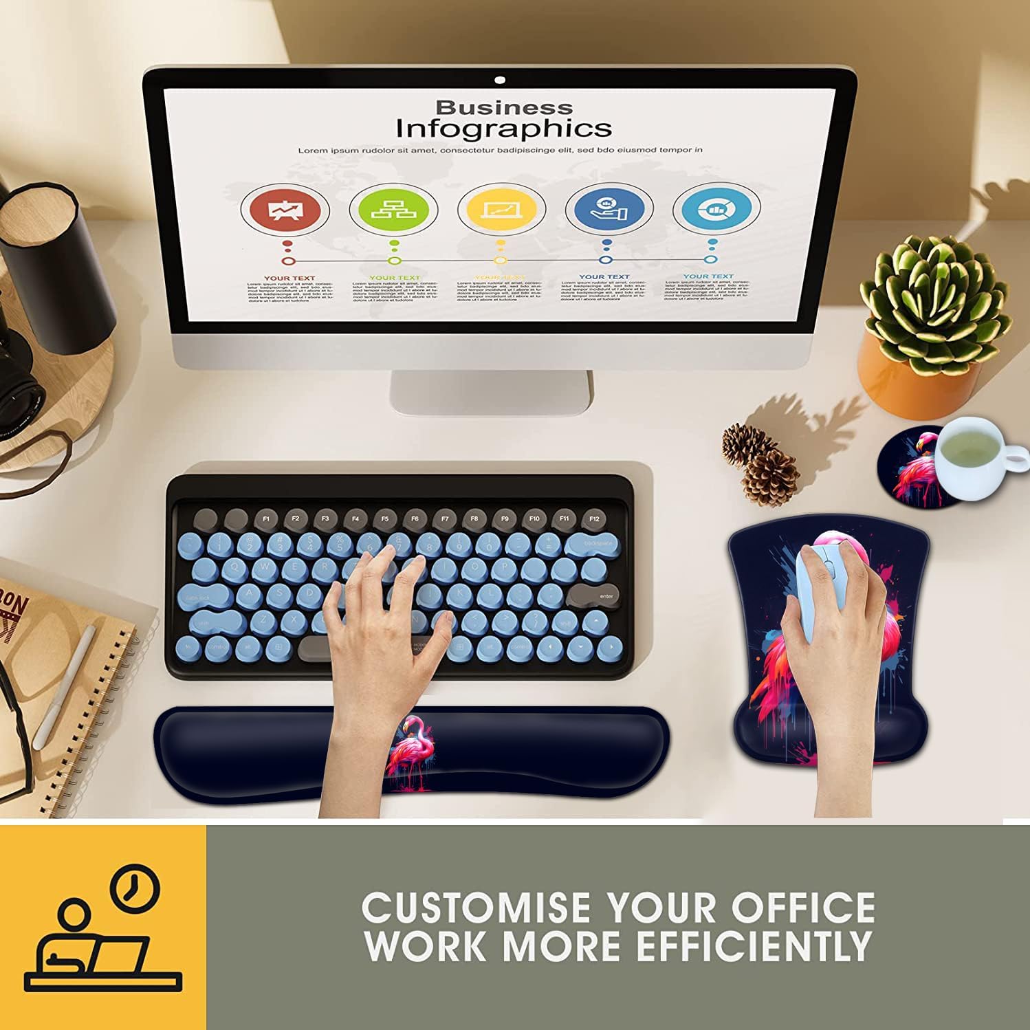 Keyboard and Mouse Pad Wrist Rest Support Set, Ergonomic Gel With Non-Slip Base for Home Office Desk Pad Easy Typing, Watercolor Pink Flamingo Pattern Black Gaming Mouse Mat 2 71SPfDMfyBL. AC SL1498 - northernschoolofshiatsu.co.uk