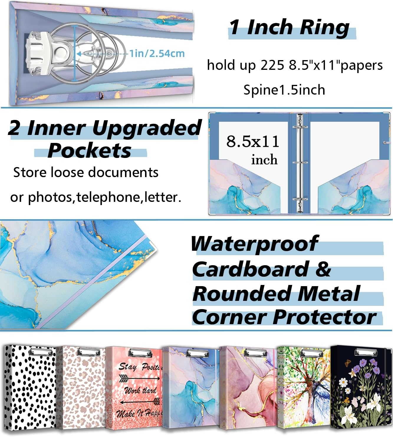 3 Ring Binder 1 Inch, Three Ring Binders Organizer with Clipboard, 5-Tabs Pockets Dividers, Plastic Folder, 18 Divider Stikers, BVSSX Pretty Binder with Pen Loop (Black Weeds, Letter Size) 67 71SgmVwKaeL. AC SL1500 - northernschoolofshiatsu.co.uk