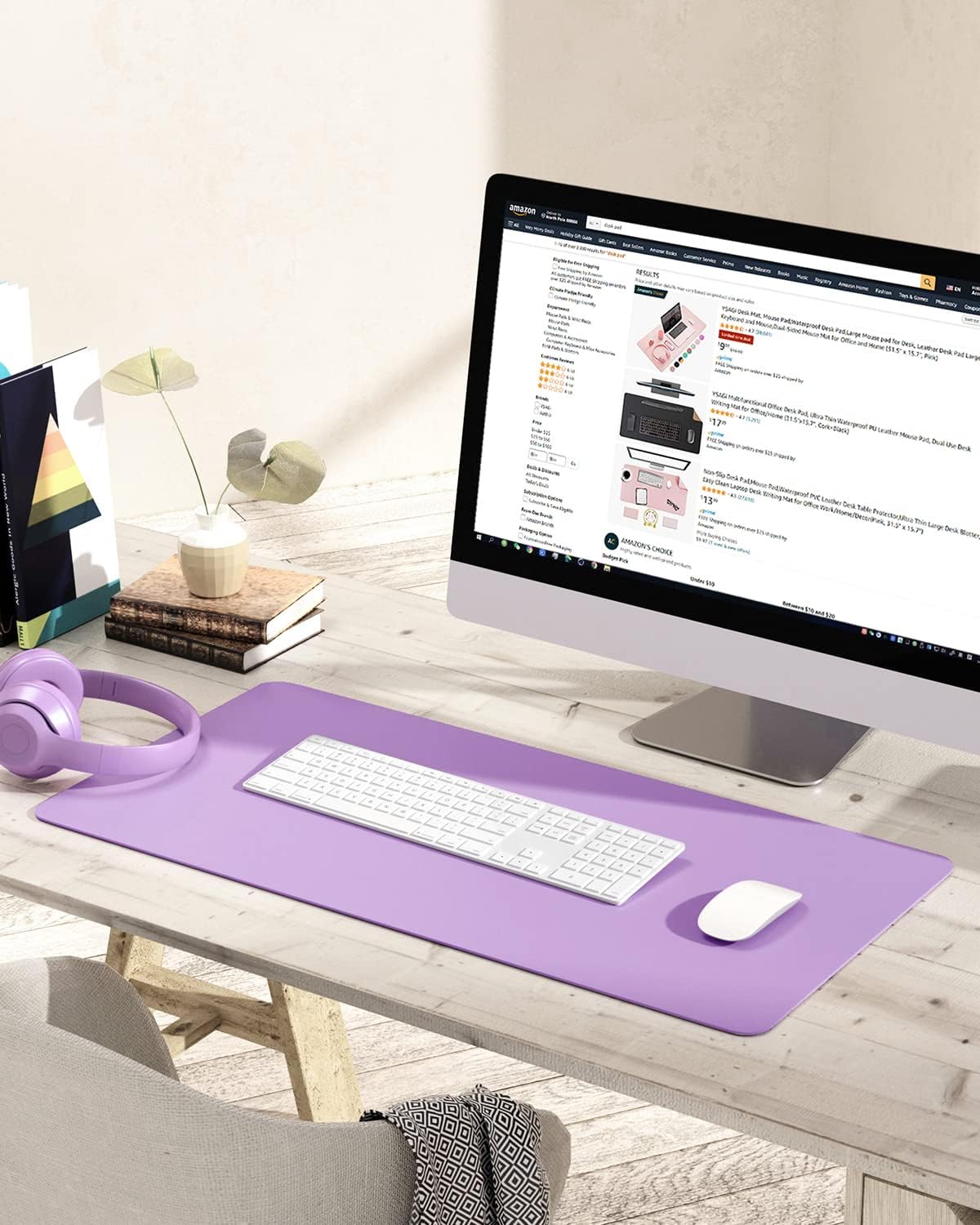 YSAGi Non-Slip Leather Desk Pad, Waterproof Laptop Computer Desk Keyboard Mat, Table Protector Blotter Mat, Large Mouse Pad for Office/Work/Home/Decor(Pink, 23.6" x 13.7") 61 - northernschoolofshiatsu.co.uk