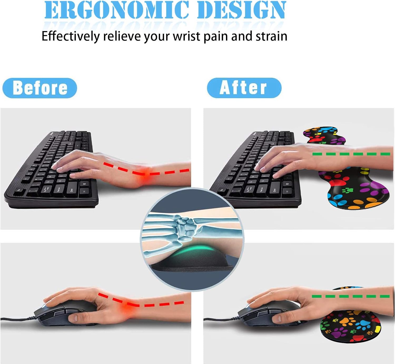 Keyboard Wrist Rest+Mouse Wrist Pad+Desk Pad Set,Memory Foam Ergonomic Easy Typing Pain Relief for Computer Laptop Office Home - Stay Positive Work Hard and Make It Happen 105 - northernschoolofshiatsu.co.uk