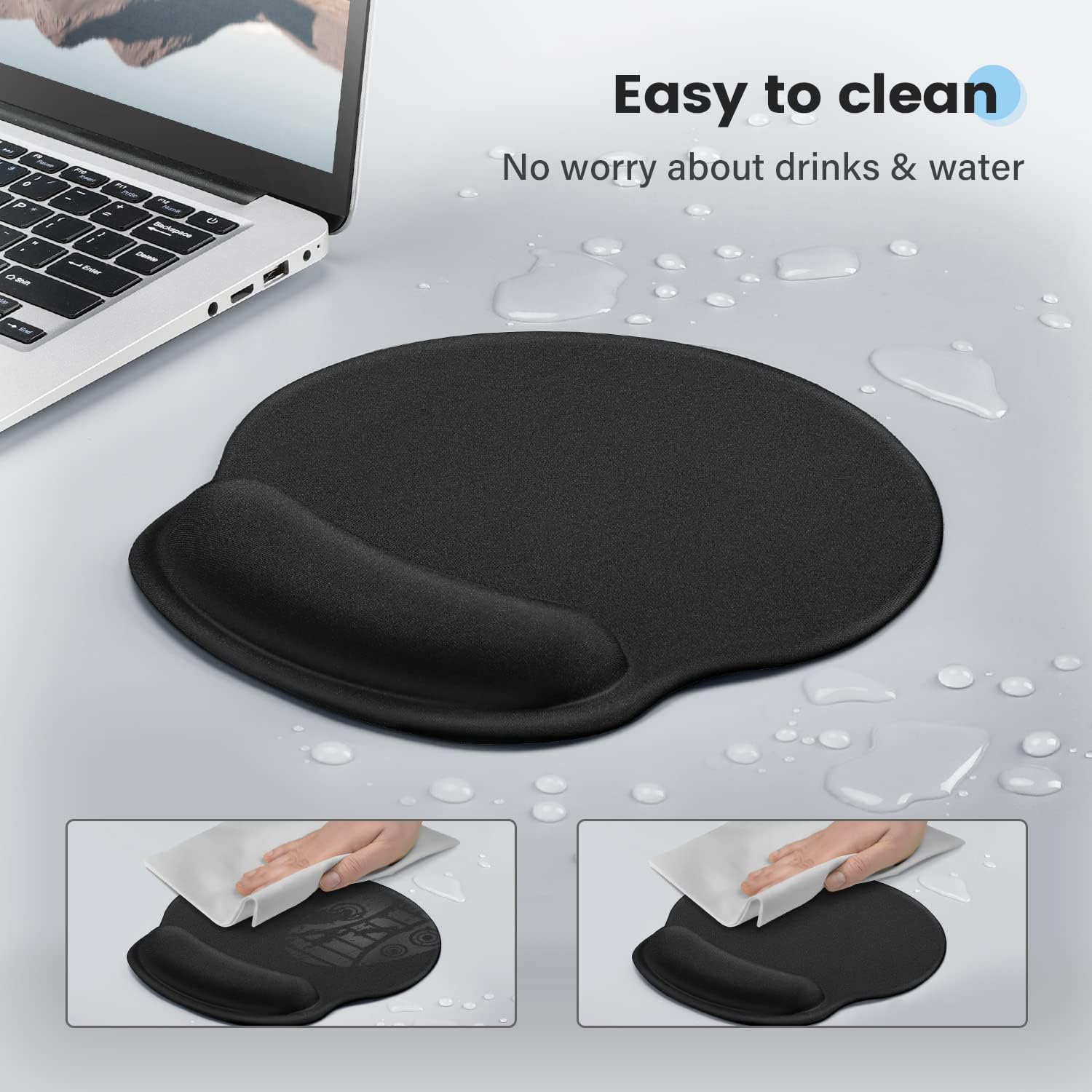 Soqool Mouse Pad, Ergonomic Mouse Pad with Comfortable Gel Wrist Rest Support and Non-Slip PU Base for Easy Typing Pain Relief, Durable and Washable, Classic Black 6 - northernschoolofshiatsu.co.uk