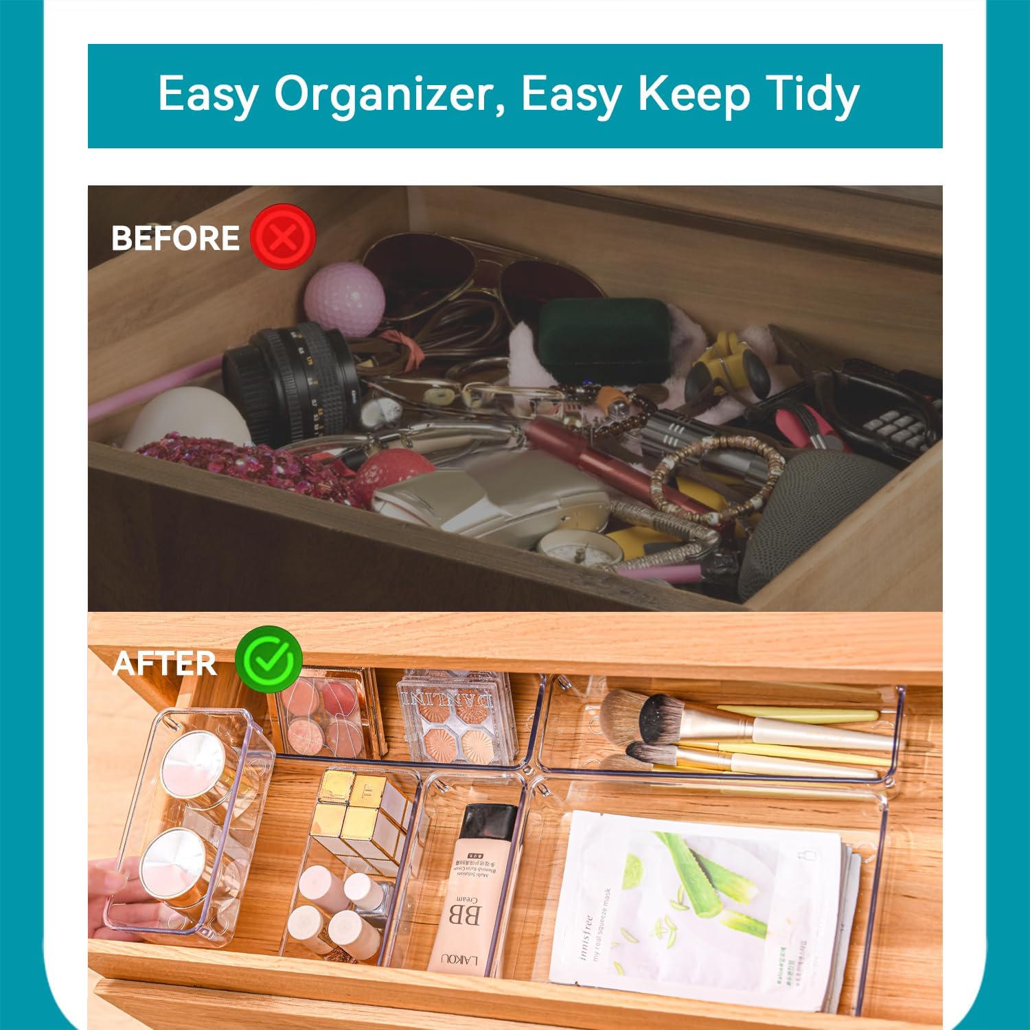Voova 6 Pack Plastic Drawer Organizers Set,3-Size Kitchen and Office Desk Drawer Organizer Trays, Acrylic Non Slip Storage Bin Divider for Makeup,Jewelry,Gadgets Utensils,Bedroom,Bathroom Vanity,Clear 4 71UVVm+DOZL. AC SL1500 - northernschoolofshiatsu.co.uk
