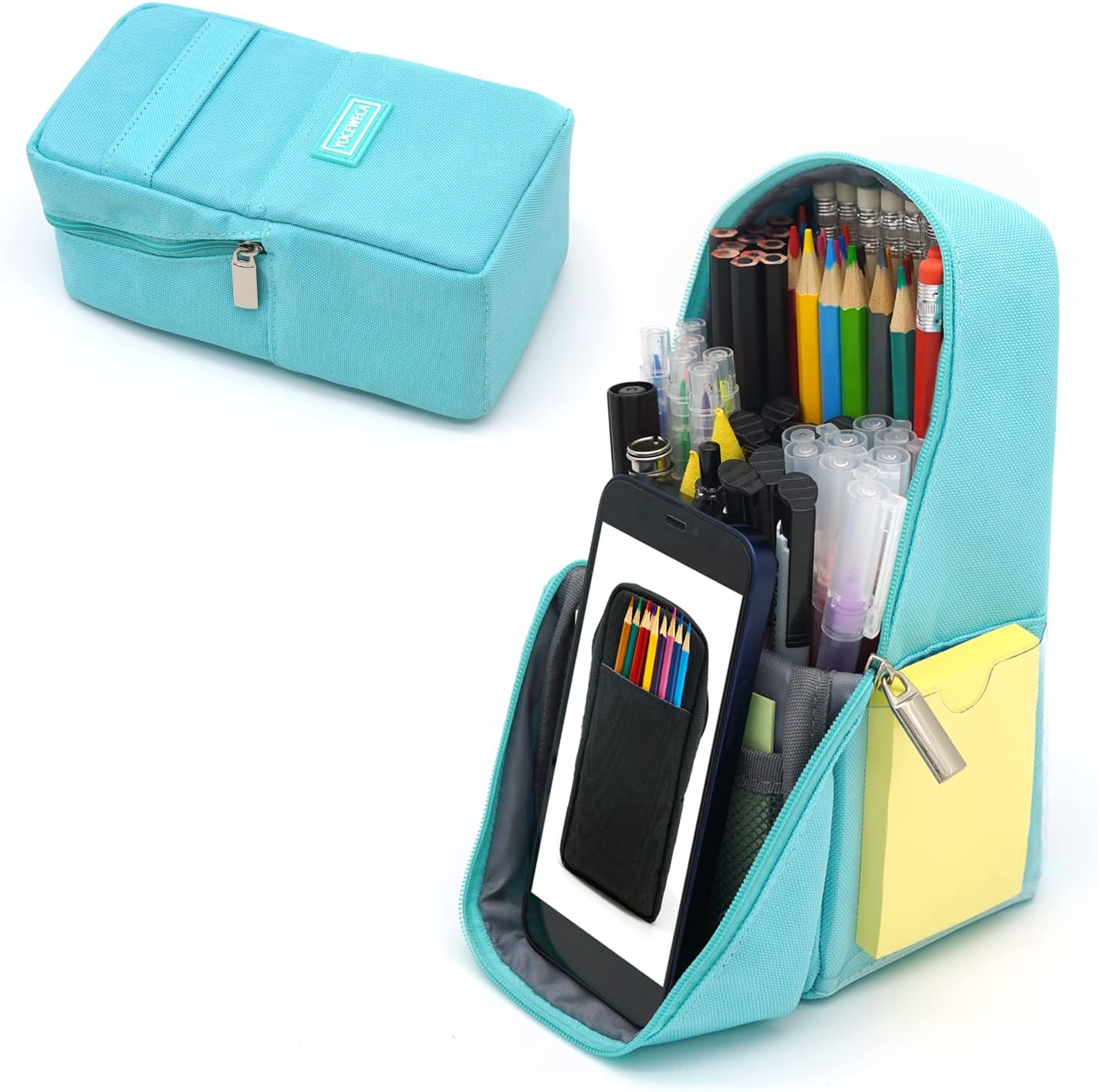 Large Capacity Multifunction Canvas Pouch - Standing Pencil Case for School Supplies & Office Organization (Mint Green) 1 71Ugsrtj+FL. AC SL1500 - northernschoolofshiatsu.co.uk