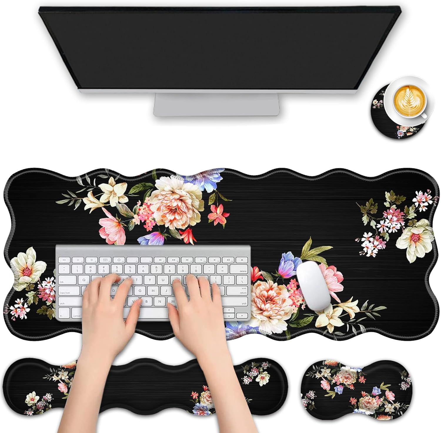 4 in 1 Desk Mat Set,Mouse Pad with Keyboard Wrist Rest,Wave-Shaped Design,Non-Slip Rubber Base,Waterproof,for Home,Office,Gaming,Starry Night 1 71Uq+Ic WAL. AC SL1500 - northernschoolofshiatsu.co.uk