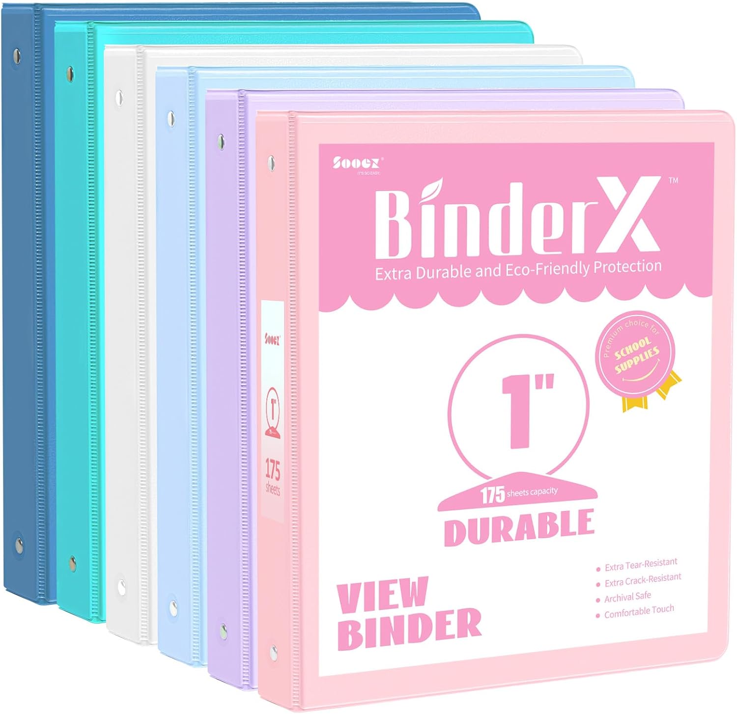 6 Pack Extra Durable 3 Ring Binders 1 inch, Sooez 1” Three Round Ring Binders with Pockets, Cute Customizable Clear View Cover for 8.5 x 11'' Letter Size Papers, Pastel School Office Supplies for Girl 1 71UvFNpvj5L. AC SL1500 - northernschoolofshiatsu.co.uk