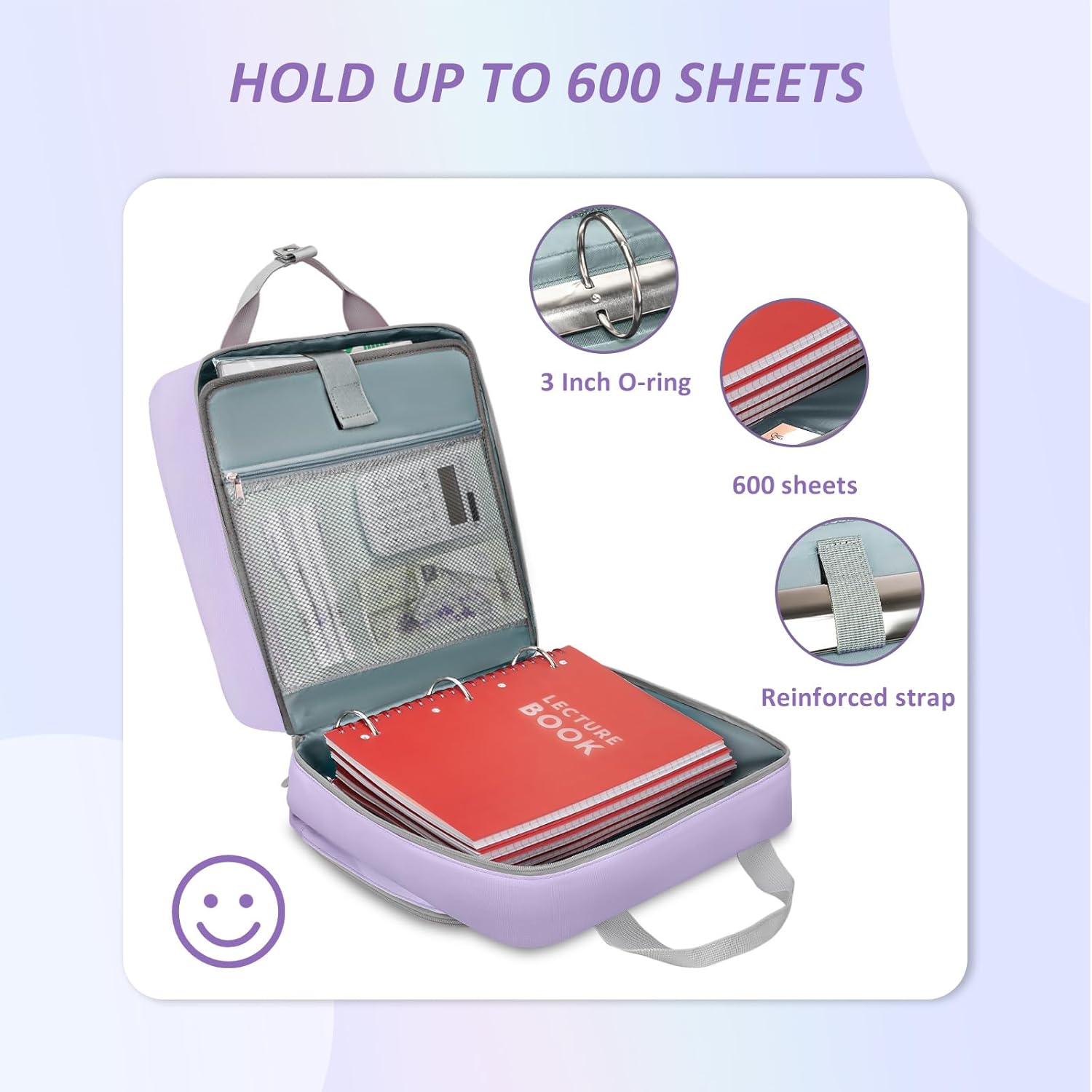 Ytonet Zipper Binder with Shoulder Strap, 3 Inch 3 Ring Binder with Zipper, 600 Sheets Large Capacity Waterproof School Binders Organizer for Girls Students Fit 15.6 Inch Laptop, Purple 19 71VCmQhnI3L. AC SL1500 - northernschoolofshiatsu.co.uk