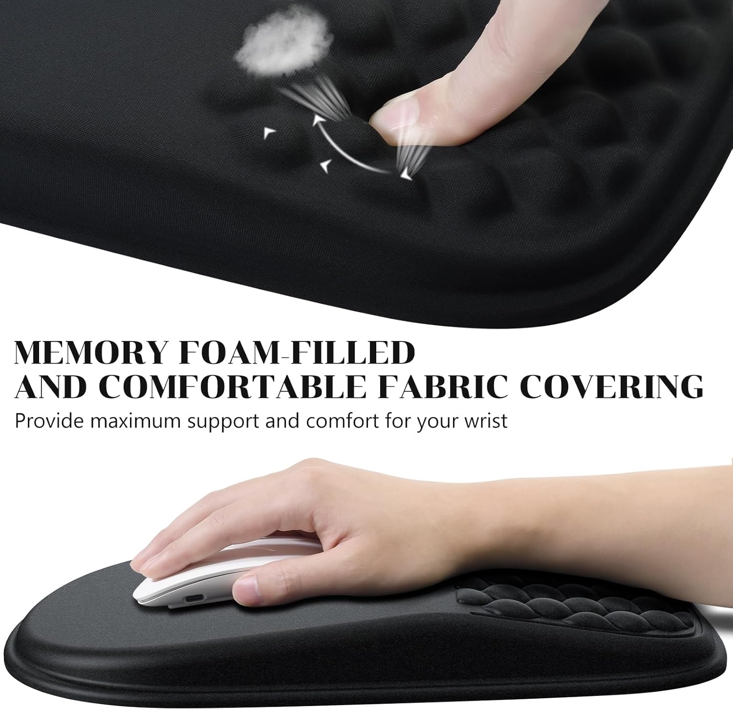 JIKIOU Ergonomic Mouse Pad Wrist Support with Massage Design, Memory Foam Wrist Rest Pain Relief Mousepad with Non-Slip PU Base, Mouse Pads for Wireless Mouse 12x8 inch (Matte Black) 4 71VFDnQFegL. AC SL1500 - northernschoolofshiatsu.co.uk