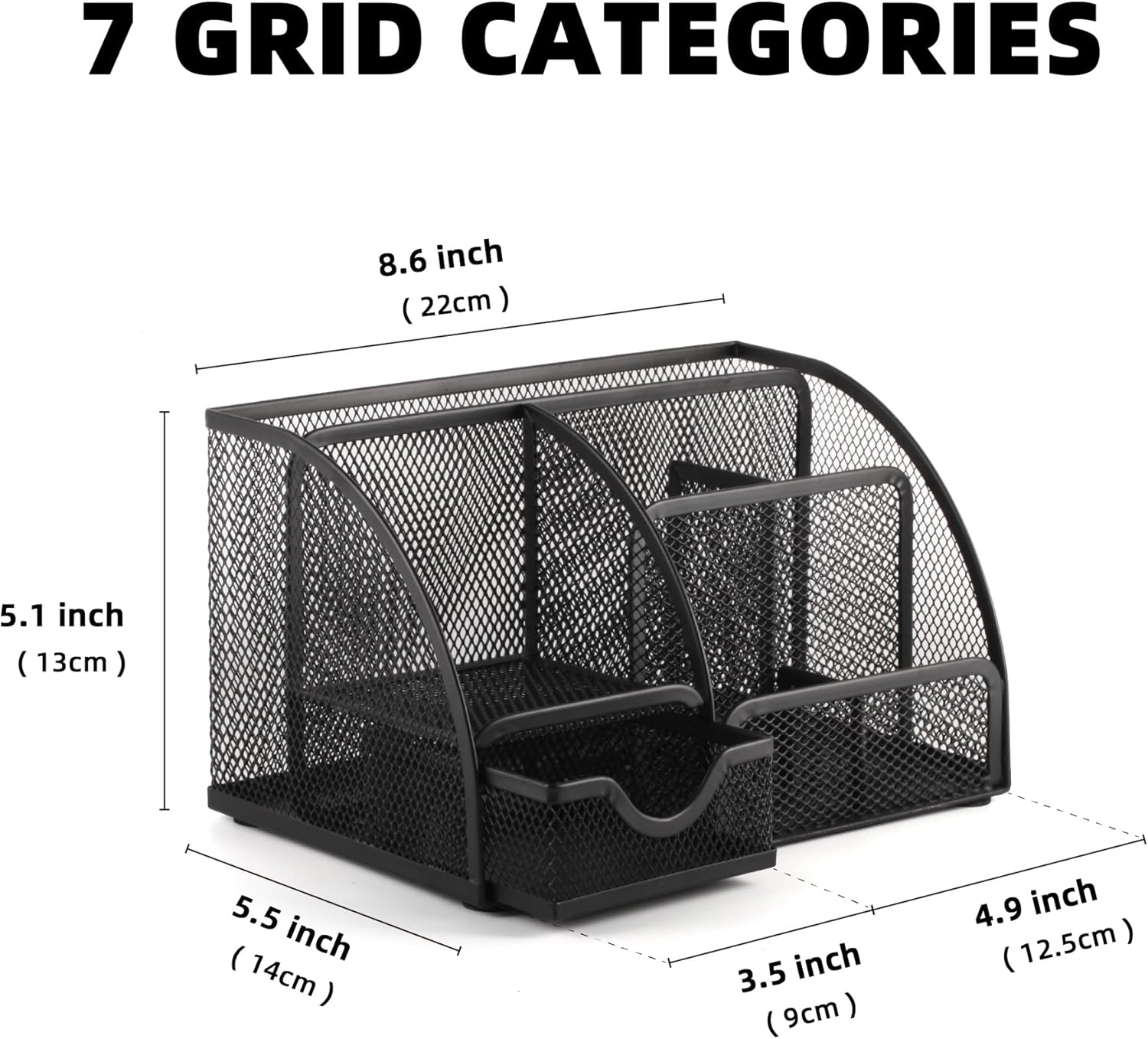 Mesh Metal Desktop Organizer Office Box with Pen Holder and Desktop Accessory Storage Basket, 7 Compartments, Black 5 71VGG7+1WZL. AC SL1500 - northernschoolofshiatsu.co.uk