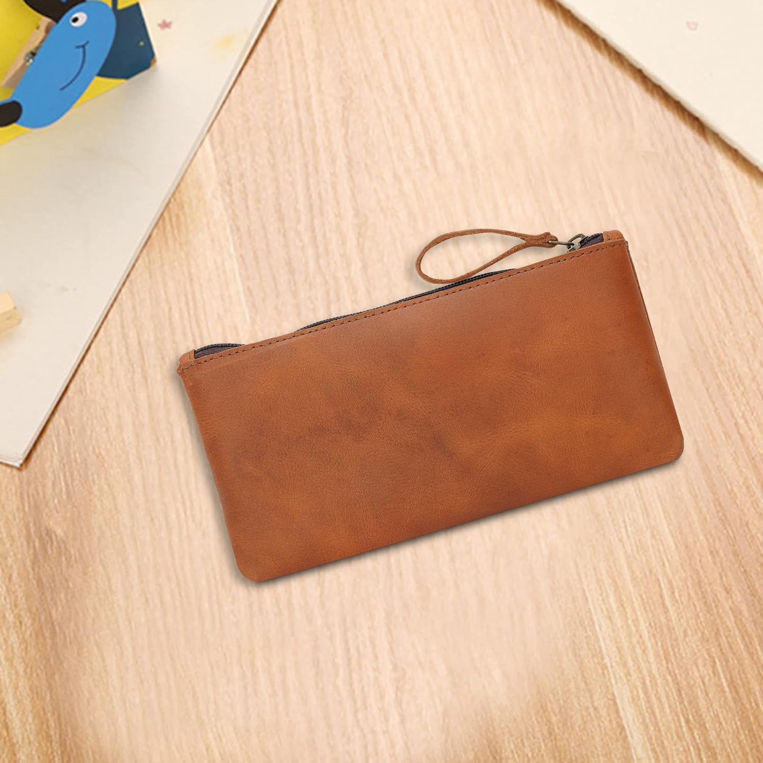 Leather Pencil Pouch, Currency Pouch, Leather Pencil Case, Zippered Pouch Paper Money, Pen Case, Pen and Marker Case, Pencil Case For Artists & Professionals (Tan) 7 71VJ+dur 9L. AC SL1500 - northernschoolofshiatsu.co.uk
