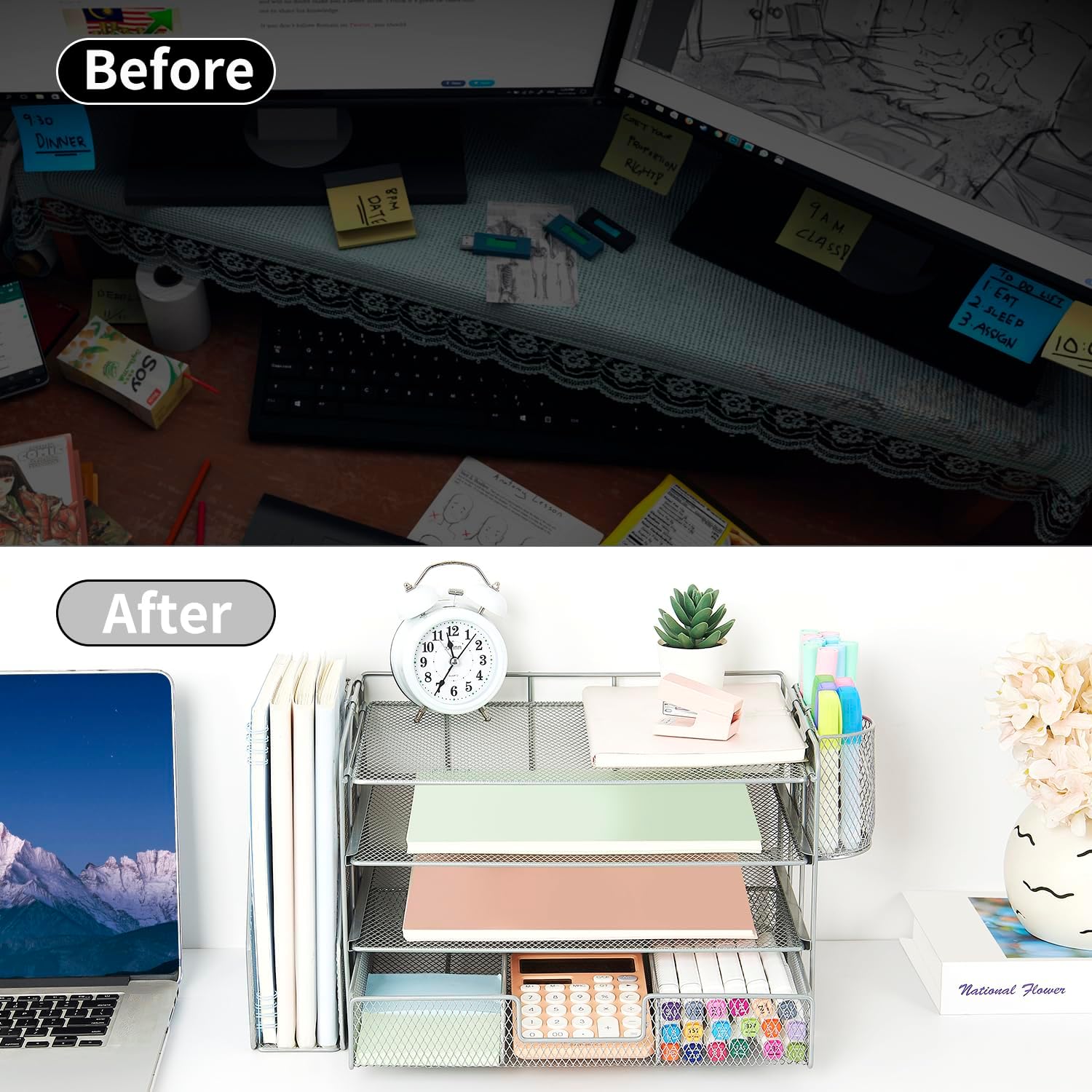 Desk Paper Organizers and Accessories - 4-Tier Paper Letter Tray Organizer with File Holder,Drawer and 2 Pen Holders,Desk Accessories & Workspace Organizers for Office,School,Home 2 71VSvwbScHL. AC SL1500 - northernschoolofshiatsu.co.uk