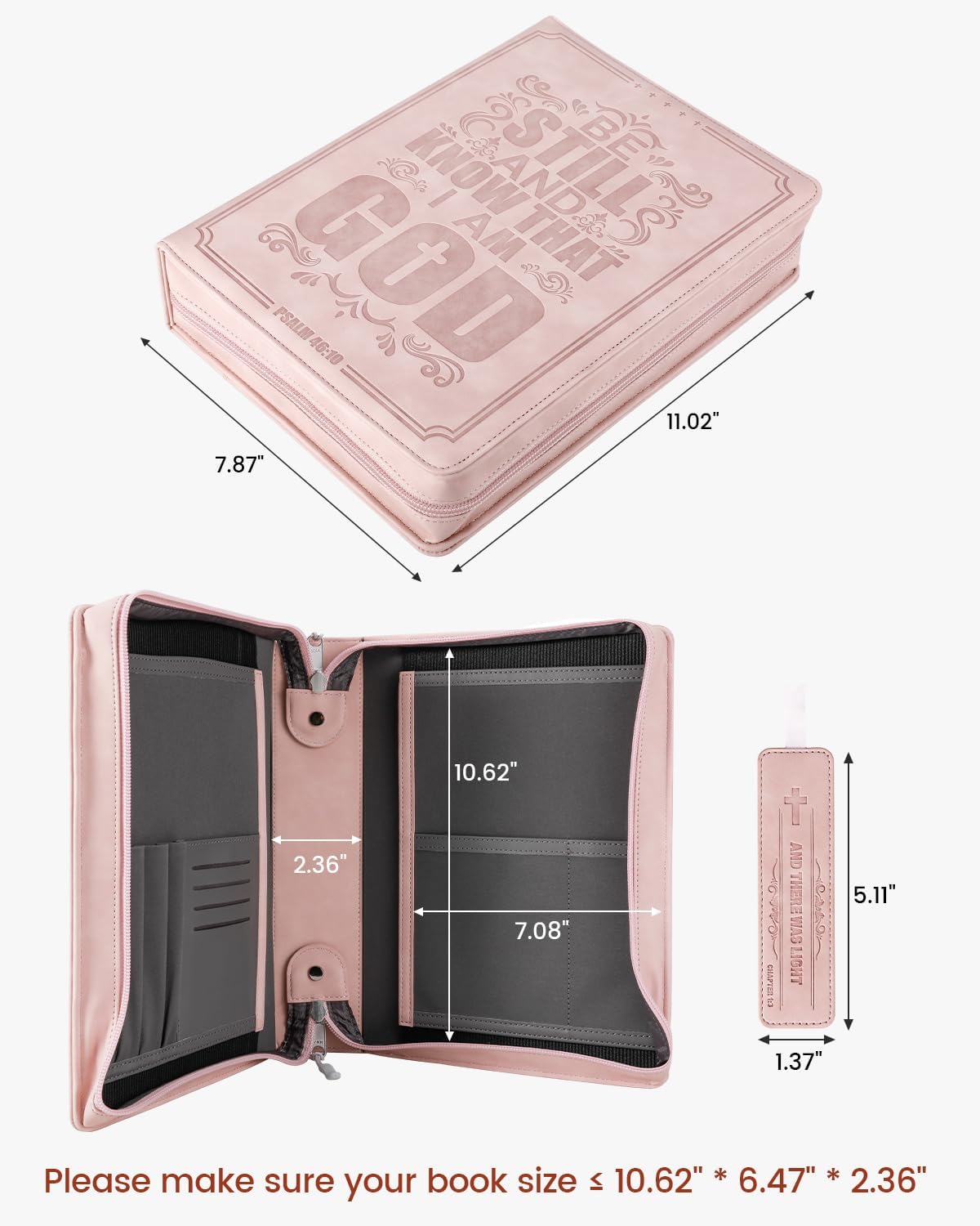 Large PU Leather Bible Cover with Bookmark, Book Bible Carrying Case with Soft Handle, Compact Protective Church Bible Bag for Women, Girls- Pink 3 71Vo mZbmwL. AC SL1500 - northernschoolofshiatsu.co.uk