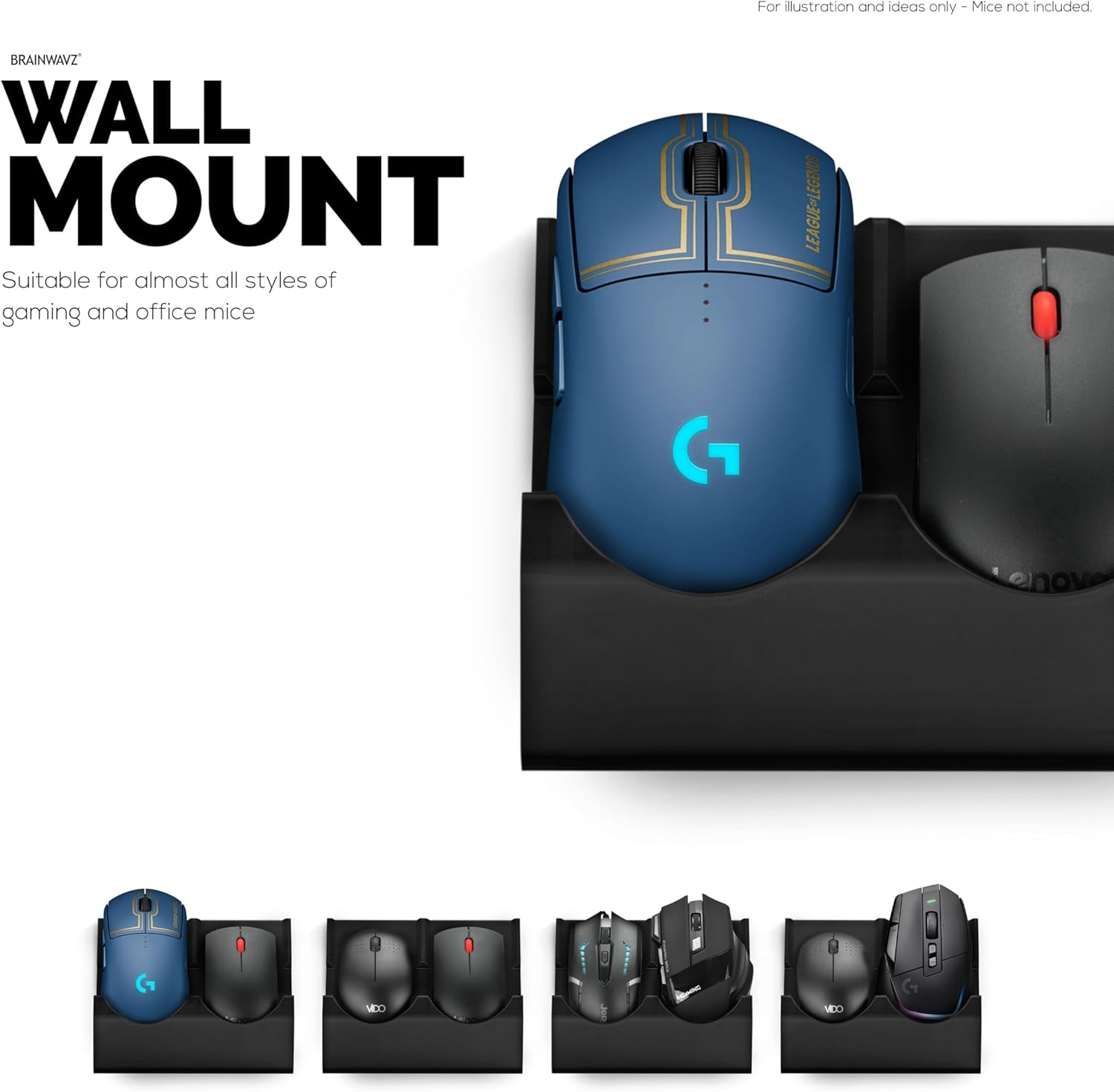 BRAINWAVZ Wall Mount Dual Mouse Holder Display Stand - Holds Gaming & Most Size Mice, Screw-in or Stick-On Mounting Options, Keeps Your Desk Clutter-Free 7 71W8NEatciL. AC SL1500 - northernschoolofshiatsu.co.uk