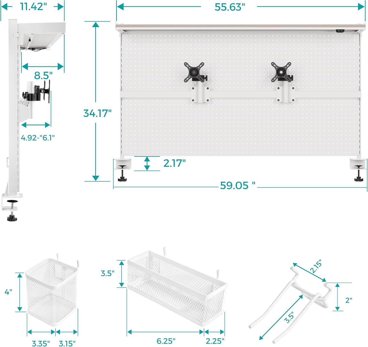 EUREKA ERGONOMIC Pegboard with Dual Monitor Stand,Steel Pegboard for Desk,Computer Accessories for Office, Privacy Panel for Gaming Desk, 4 Accessories Modular Hanging,43 x 34inch, Black 27 - northernschoolofshiatsu.co.uk
