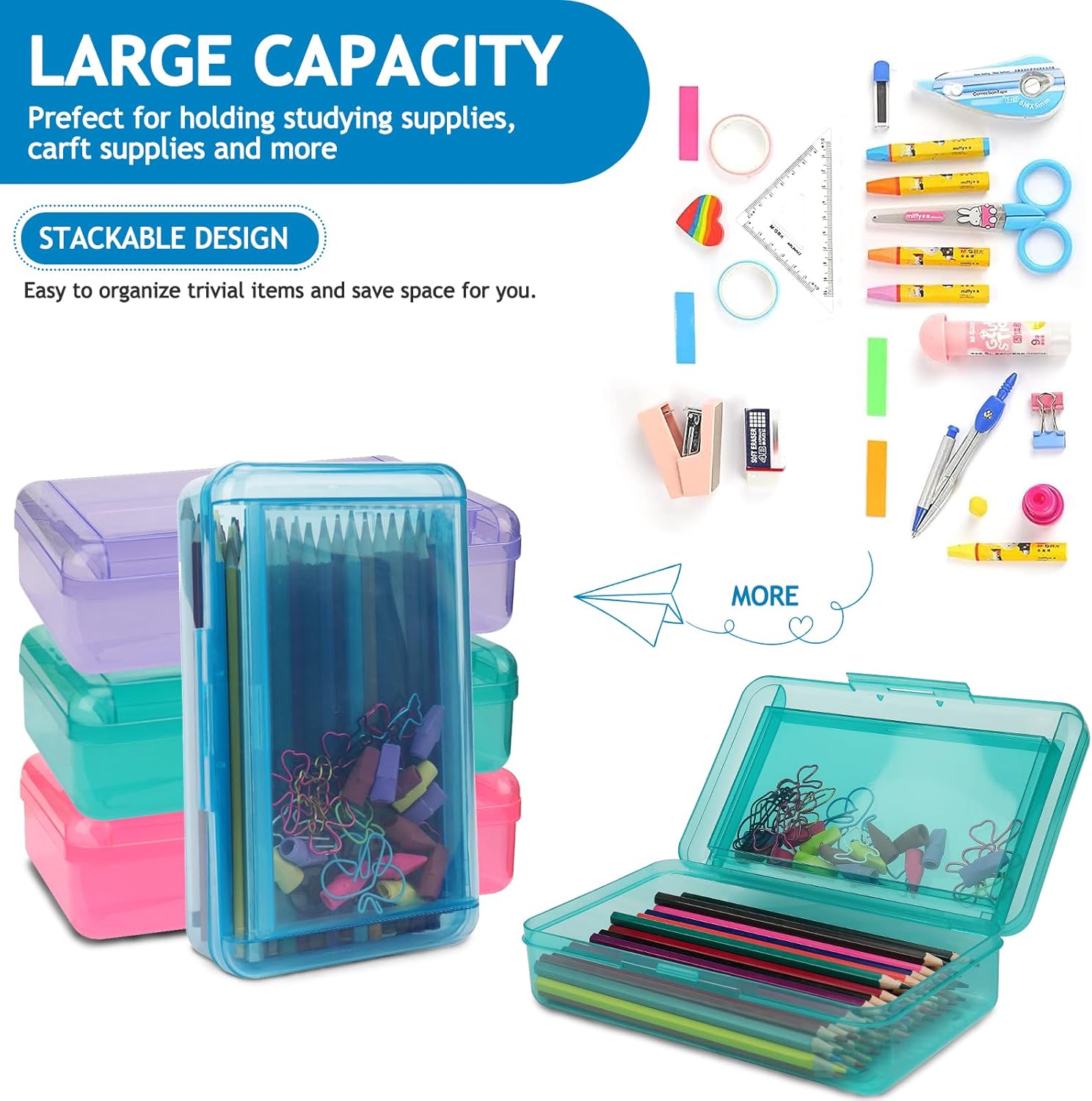 1 PCS Pencil Box,Double Layer Large Capacity Pencil Box,Hard Pen Case with Snap-tight Lid, Plastic Pencils Case for Office School Supplies Pen Boxes,Storage Organizer for Gel Pens Erasers-Purple 72 71WvsmaACDL. AC SL1500 - northernschoolofshiatsu.co.uk