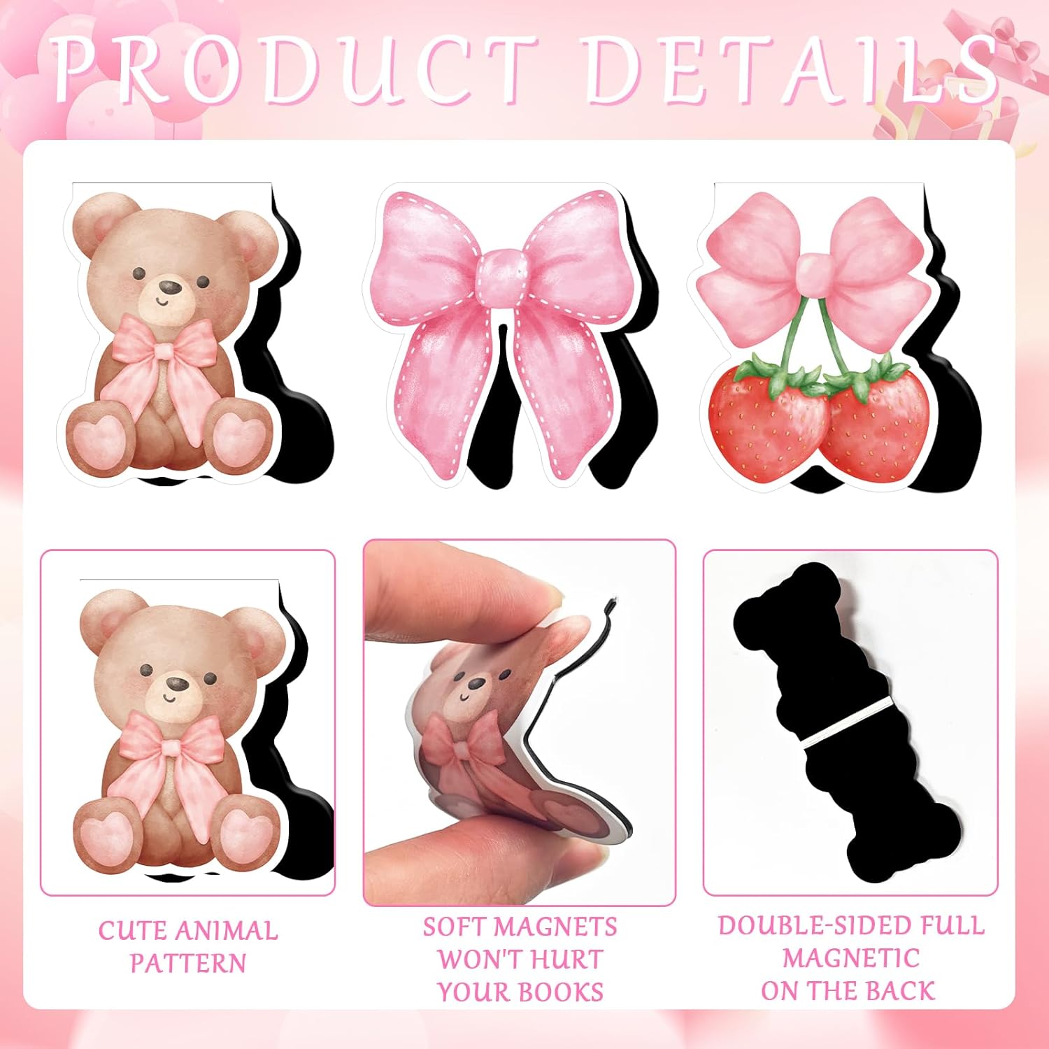 Pink Coquete Bows Magnetic Bookmarks - Wxiben 12 Pcs Pink Bow Magnetic Bookmark Strawberry Bear Book Mark Magnets Cowgirl Boot Book Markers Page Clip Gift for Teen Girls Book Lovers Students Reading 3 71X9O2RijZL. AC SL1500 - northernschoolofshiatsu.co.uk