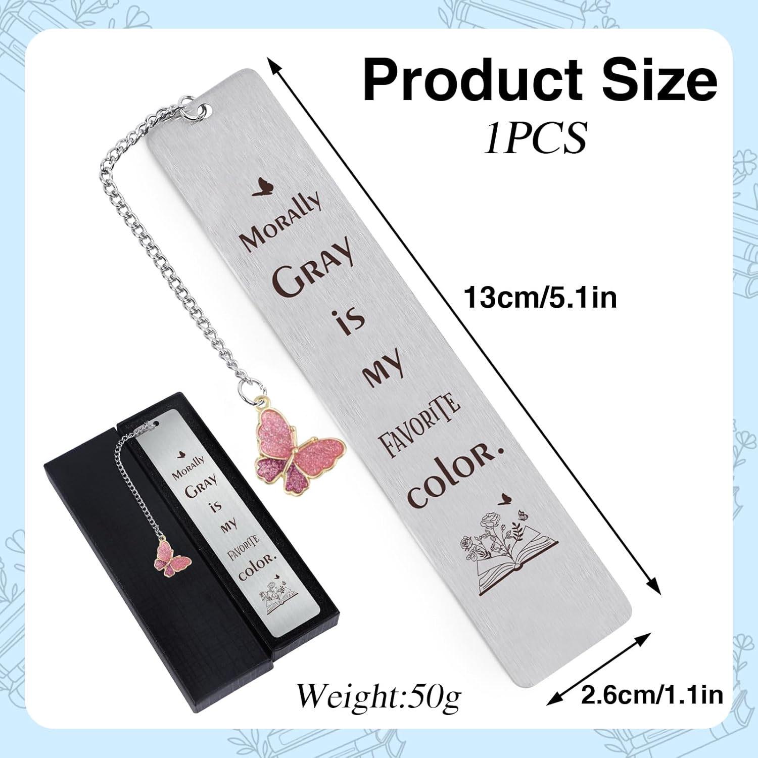 Morally Gray Metal Bookmark Gift - Shejdgart Funny Bookmarks Gifts for Women Pretty Book Marks for Friends Dark Romance Book Mark for Girls Fun Bookmarks with Butterfly Pendant for Book Lovers 2 71XHG4lBT7L. AC SL1500 - northernschoolofshiatsu.co.uk