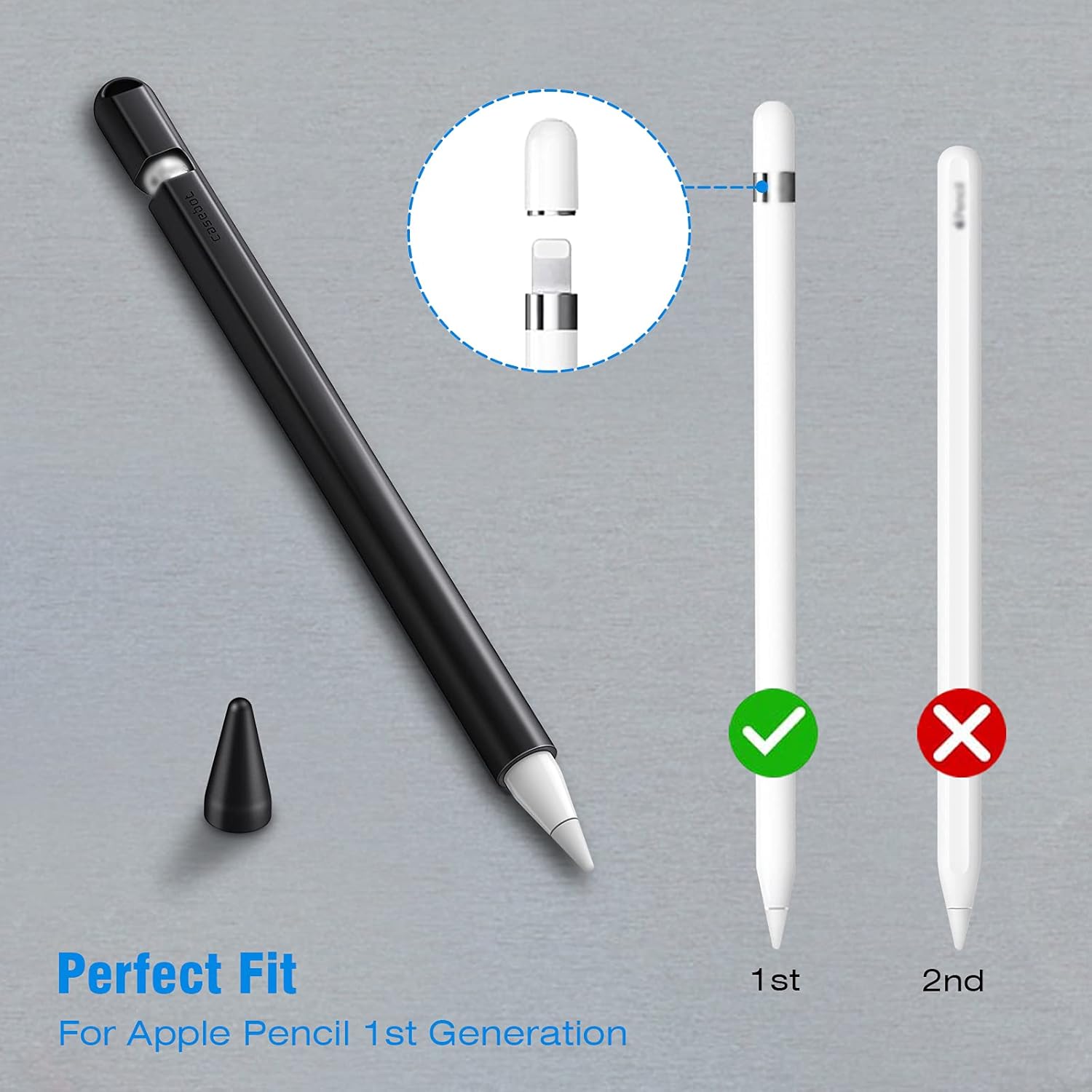 Fintie Silicone Sleeve Compatible with Apple Pencil 1st Generation, Ultra Light Pen Skin Case Cover Soft Protective Pencil Grip Holder with 2 Nib Covers & Cable Adapter Tether, Black 2 71XqZZD2j0L. AC SL1500 - northernschoolofshiatsu.co.uk