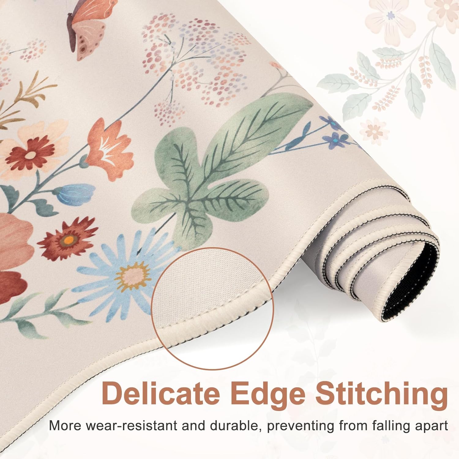 iLeadon Floral Mouse Pad Sets with Wrist Support,Cute Ergonomic Keyboard Mat for Desktop,Extra Large Big Desk Pad Mouse Mat+Cup Coaster with Non-Slip Base for Women Home Office 6 - northernschoolofshiatsu.co.uk