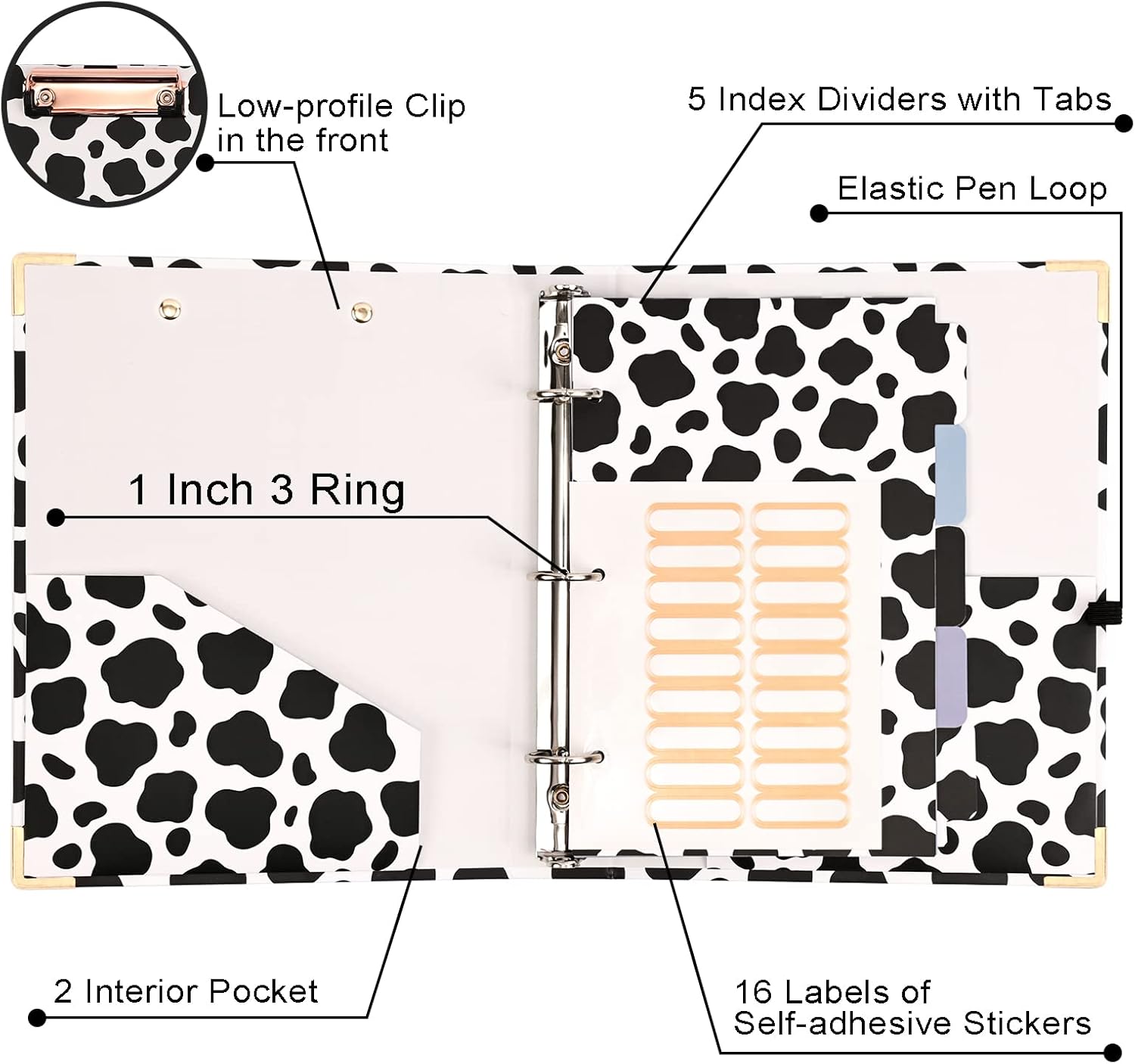2 Inch 3 Ring Binders for Letter-Size 11" x 8.5" with 5-Tab Dividers and Low Profile Clipboards Three Ring Binder for School Class Office Supplies, Rose Floar 34 71Y+FA7PwCL. AC SL1500 - northernschoolofshiatsu.co.uk