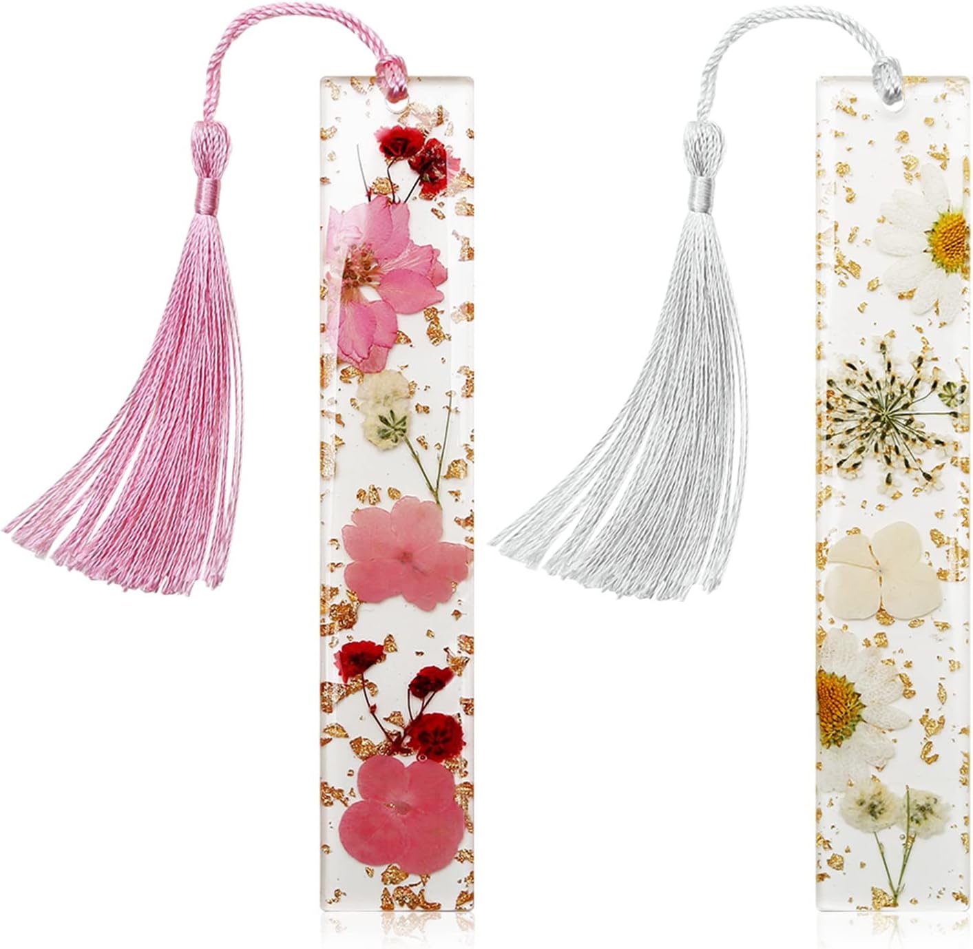Book Marks for Book for Women, Kaluofan 2PCS Dried Flower Bookmarks with Tassels, Bookmarks for Women, Durable Handmade Dried Flower Resin Bookmarks, Pretty and Increase Reading Interest 1 - northernschoolofshiatsu.co.uk